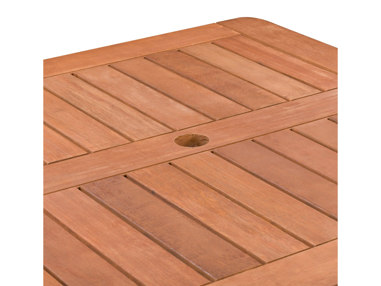 Brown outdoor bar height patio table with a sleek metal frame, weather-resistant wood slats, and a sturdy base. Ideal for alfresco dining and entertaining in gardens, patios, or balconies.