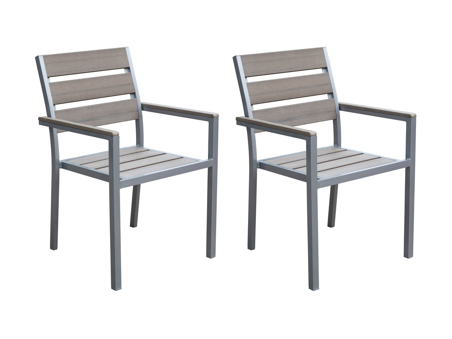 Grey patio dining chairs set of 2, featuring weather-resistant wicker material, cushioned seats, and sleek metal frames. Ideal for outdoor dining, these chairs offer comfort and durability for any patio setting.