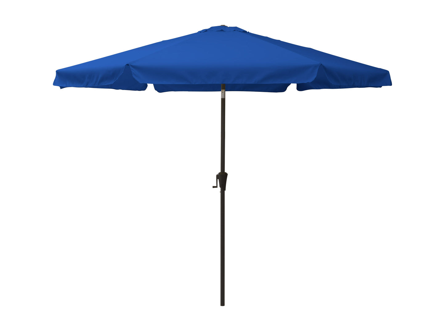 10ft round tilting patio umbrella in cobalt blue with sturdy aluminum frame and weather-resistant fabric, ideal for outdoor shade and garden decor.