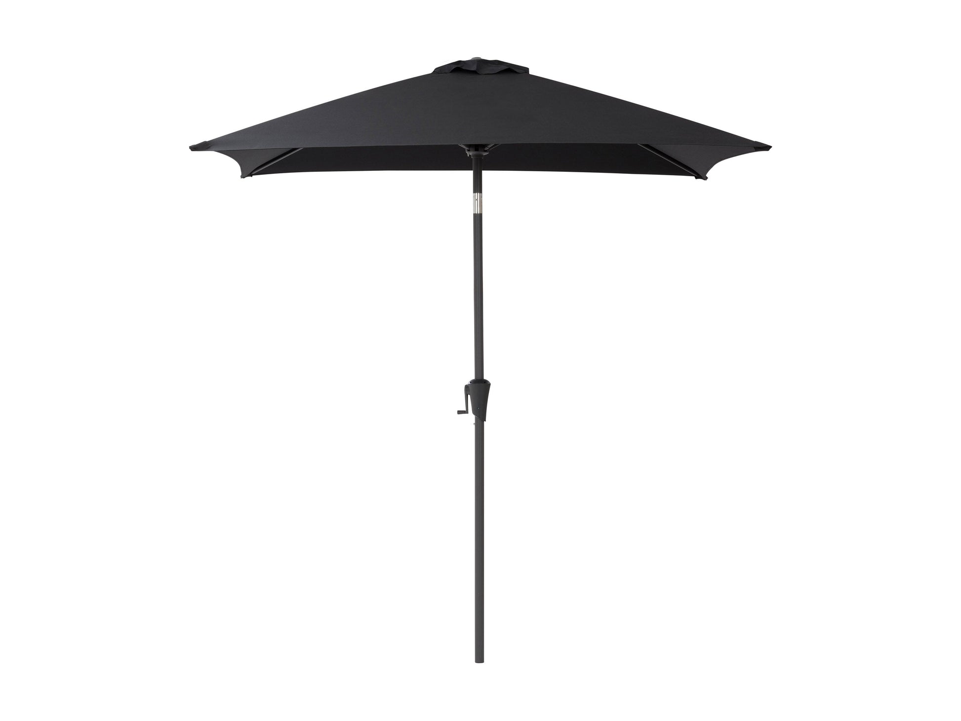 Black 9ft square patio umbrella with tilting feature, sturdy aluminum pole, and weather-resistant fabric, perfect for outdoor shade on patios and gardens.
