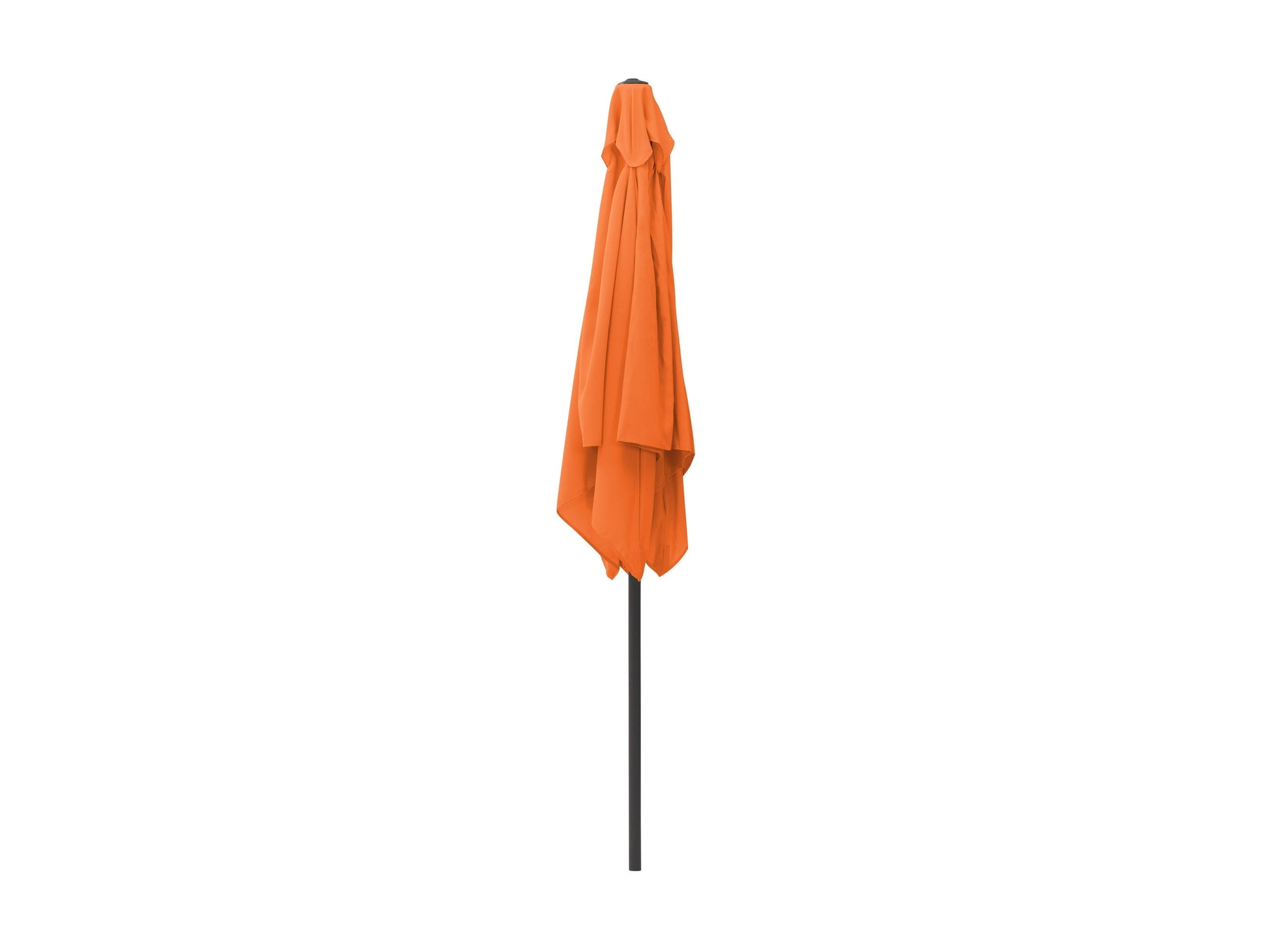 Bright orange 9ft square patio umbrella with tilting feature, sturdy metal pole, and weather-resistant fabric, perfect for outdoor shade on patios, decks, and gardens.