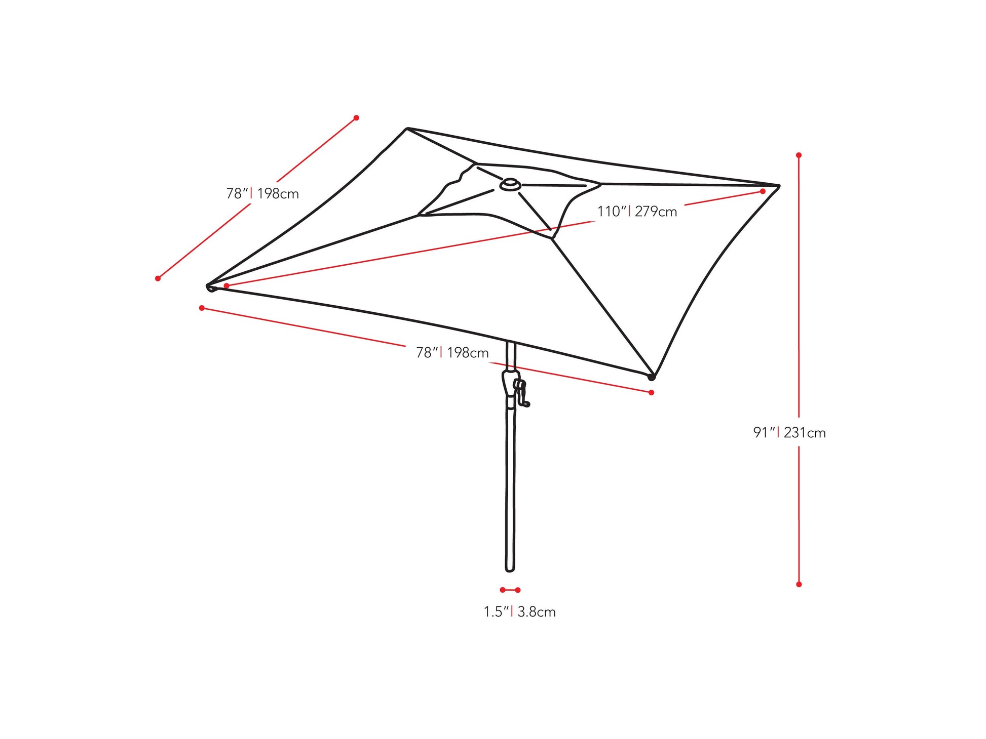 9ft square patio umbrella in warm white with tilting feature, durable aluminum frame, and UV-resistant fabric, perfect for outdoor seating areas.