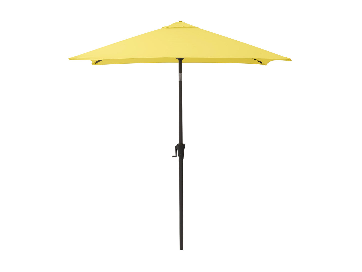 Yellow 9ft square patio umbrella with tilting feature, durable aluminum frame, and weather-resistant fabric, perfect for outdoor seating areas and providing ample shade.
