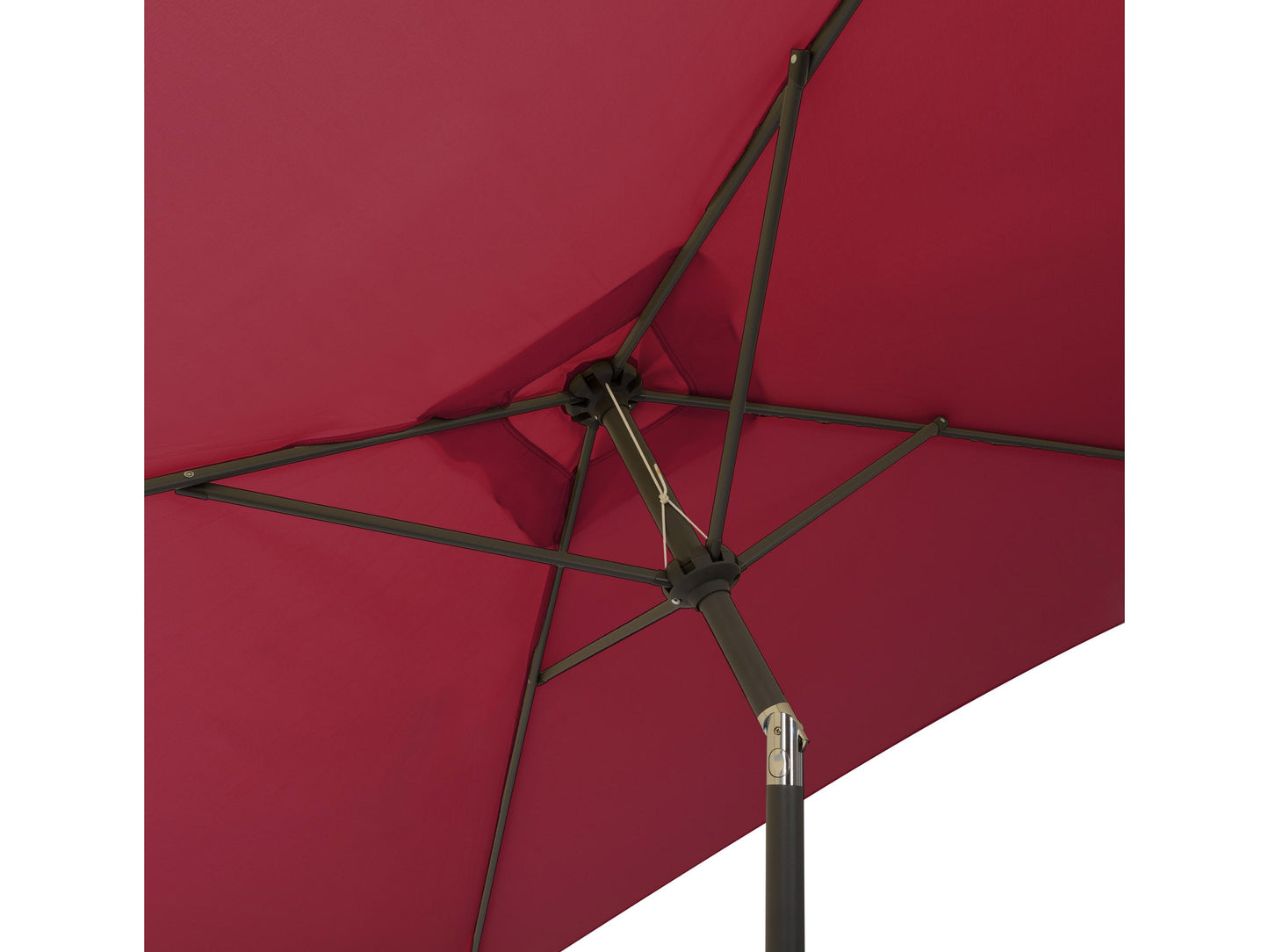 Wine red 9ft square patio umbrella with tilting feature, durable fabric, and sturdy metal frame. Ideal for outdoor spaces, providing ample shade and UV protection.