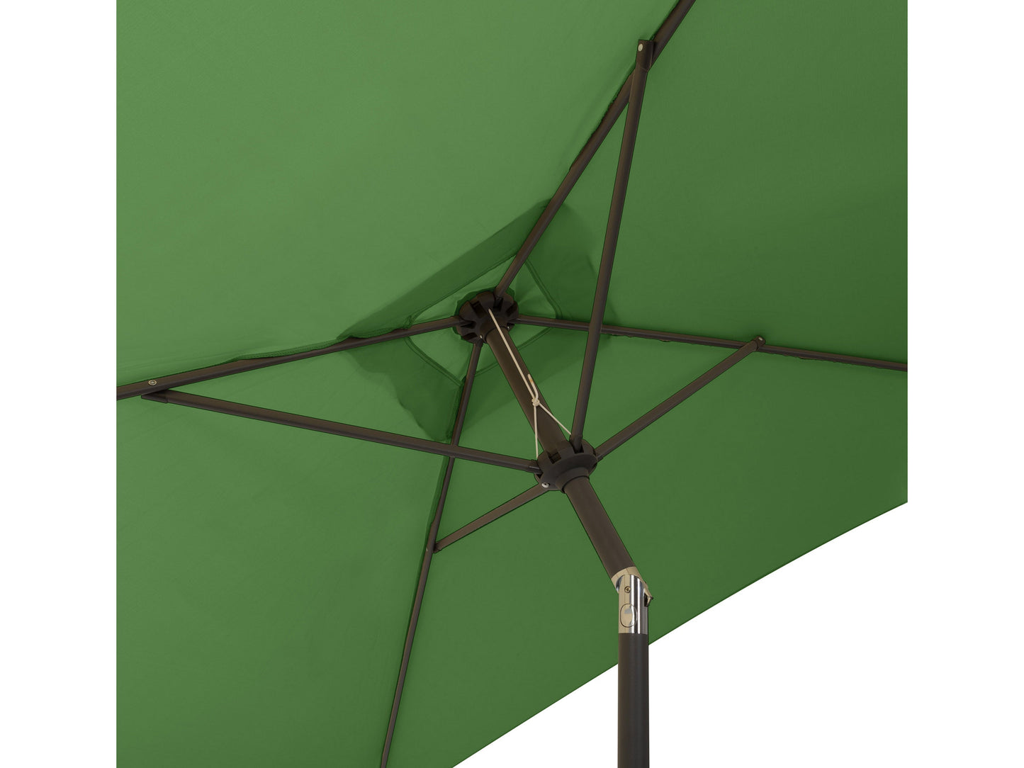 Forest green 9ft square patio umbrella with tilting mechanism, sturdy aluminum frame, UV-resistant fabric, and easy crank lift system, perfect for outdoor shade on patios and gardens.