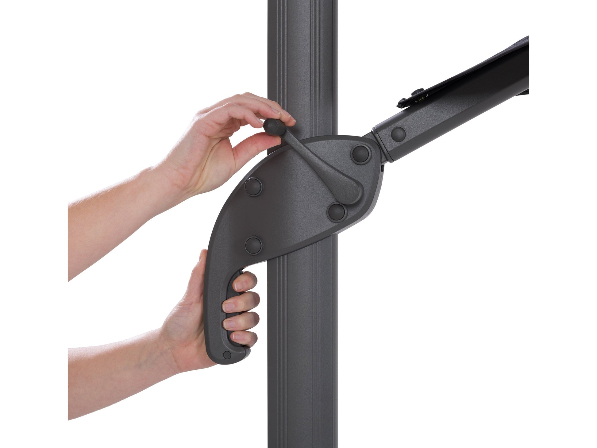 Orange 11.5ft deluxe offset patio umbrella with sturdy aluminum frame, UV-resistant fabric, and easy crank lift system, providing ample shade for outdoor seating areas. Perfect for gardens, patios, and decks.
