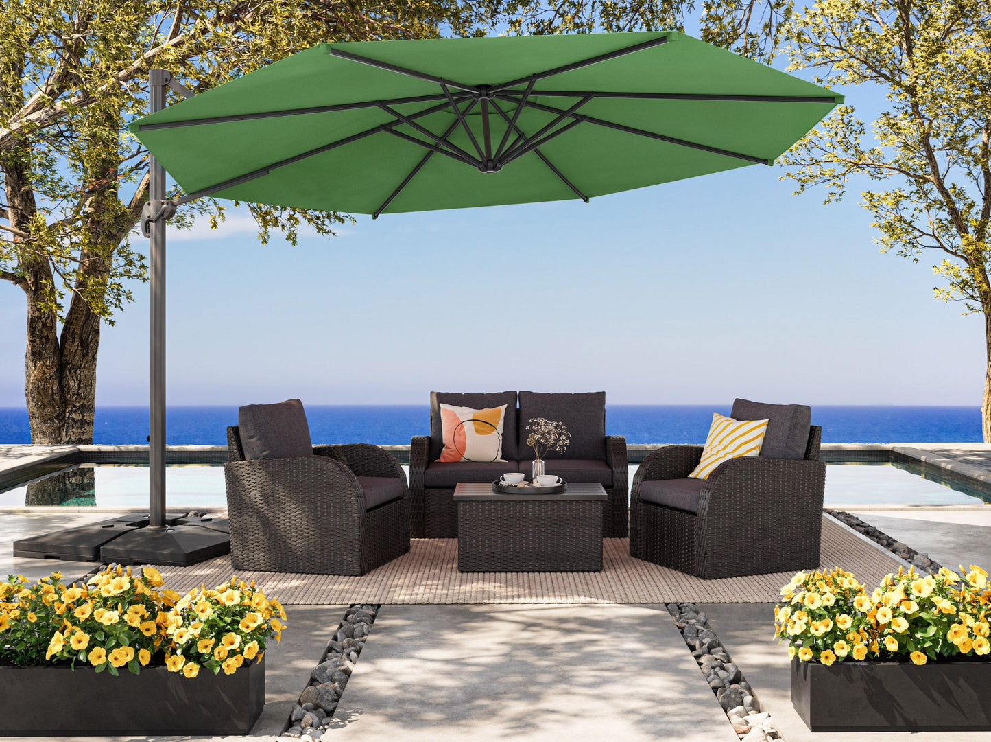 11.5ft Deluxe Offset Patio Umbrella - PPU Orange