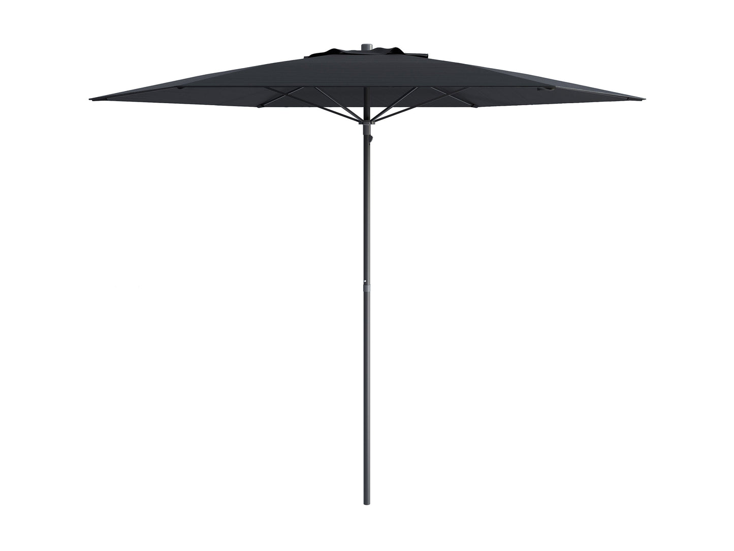 Black 7.5ft beach umbrella with UV protection, sturdy aluminum pole, tilt feature, and vented canopy for wind resistance. Ideal for sun protection at the beach or poolside.