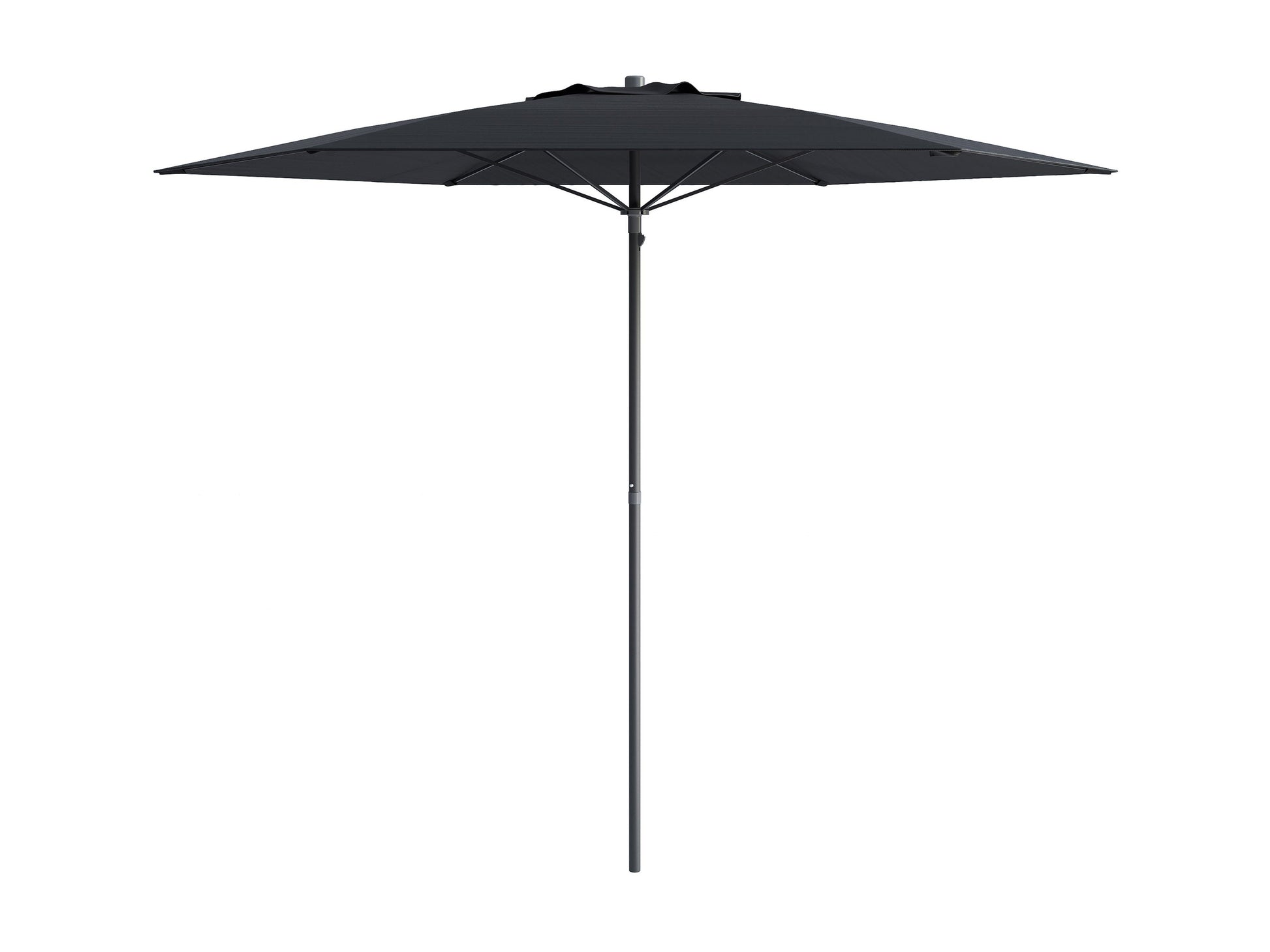 Black 7.5ft beach umbrella with UV protection, sturdy aluminum pole, tilt feature, and vented canopy for wind resistance. Ideal for sun protection at the beach or poolside.