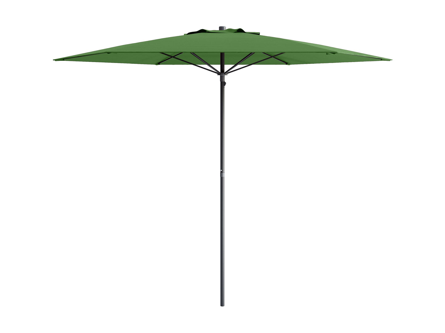 Forest green 7.5ft beach umbrella with sturdy aluminum pole, UV-resistant fabric, and tilt mechanism for adjustable shade. Perfect for outdoor use, providing ample coverage and protection from the sun.