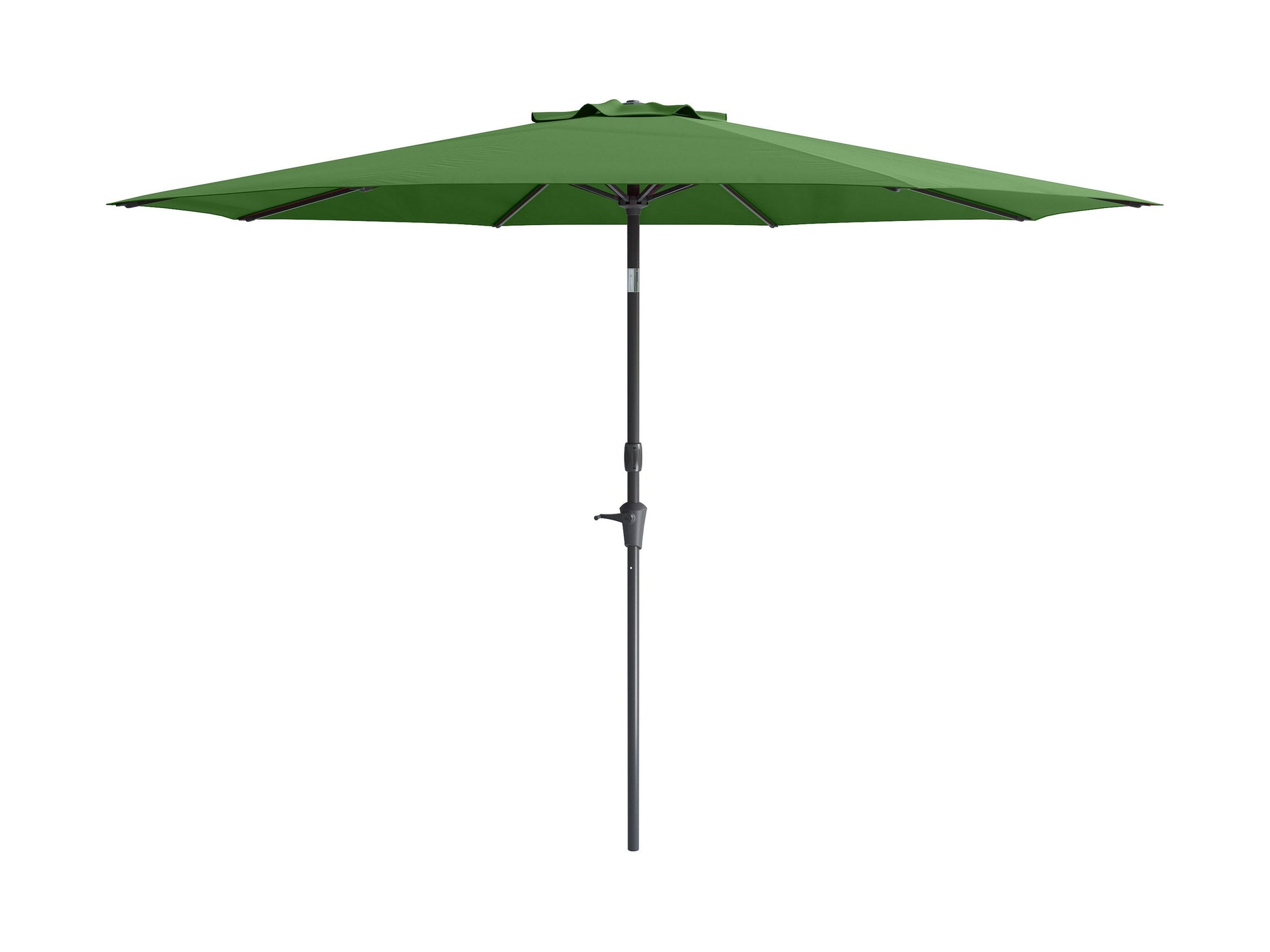Forest green 10ft patio umbrella with wind-resistant design, sturdy aluminum pole, and UV-protective canopy, ideal for outdoor seating areas, gardens, and patios.
