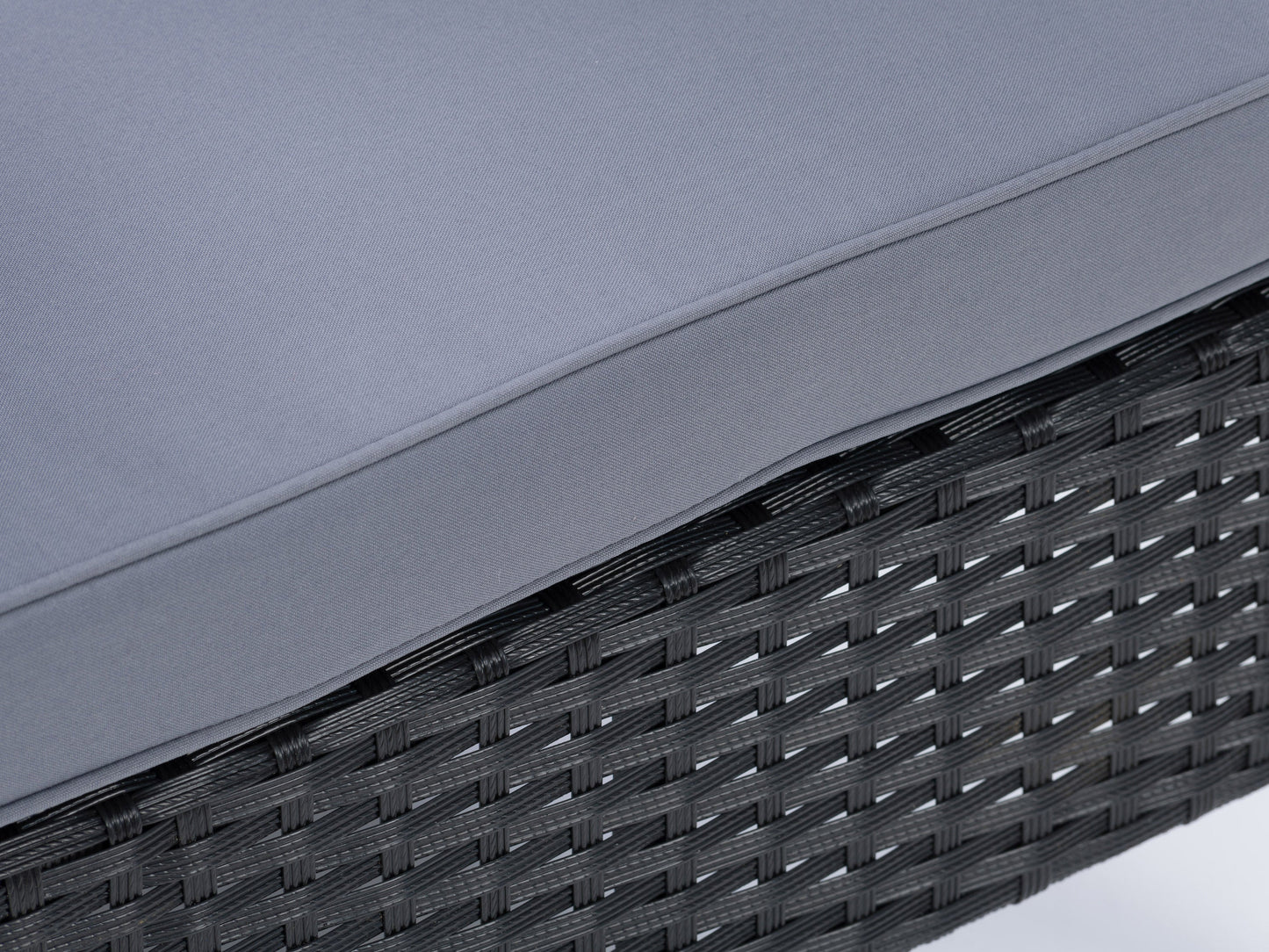 Black and grey 6-piece patio sectional set with weather-resistant cushions, modular design, and sleek metal frame. Ideal for outdoor lounging and entertaining.