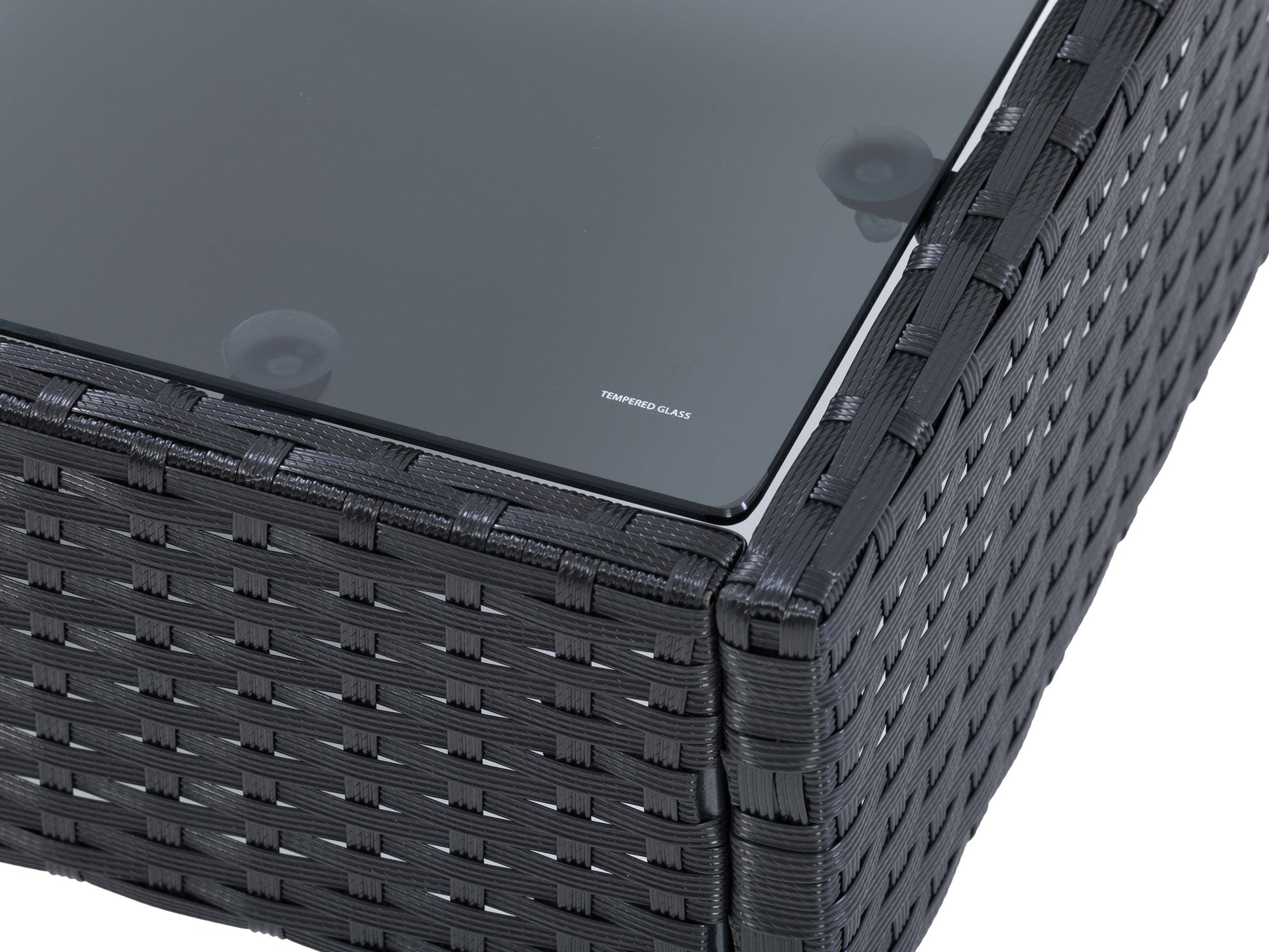 Black and grey 6-piece patio sectional set with weather-resistant cushions, modular design, and sleek metal frame. Ideal for outdoor lounging and entertaining.