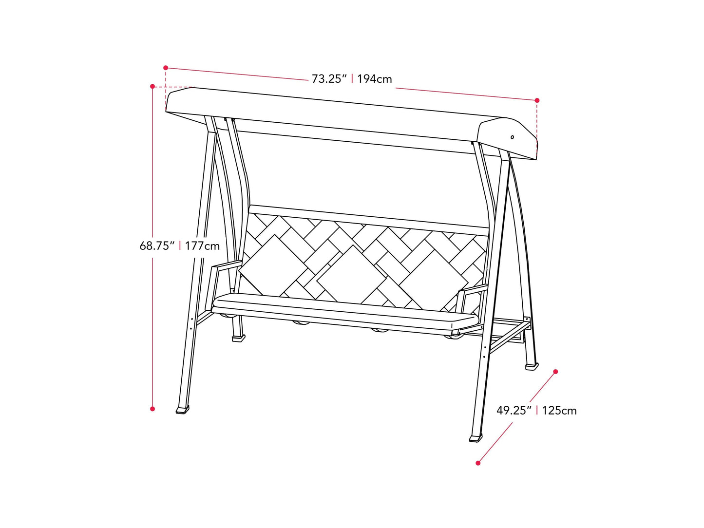 Grey patio swing with canopy, featuring a sturdy metal frame, comfortable cushioned seats, and weather-resistant fabric. Ideal for outdoor relaxation in gardens, patios, or backyards.