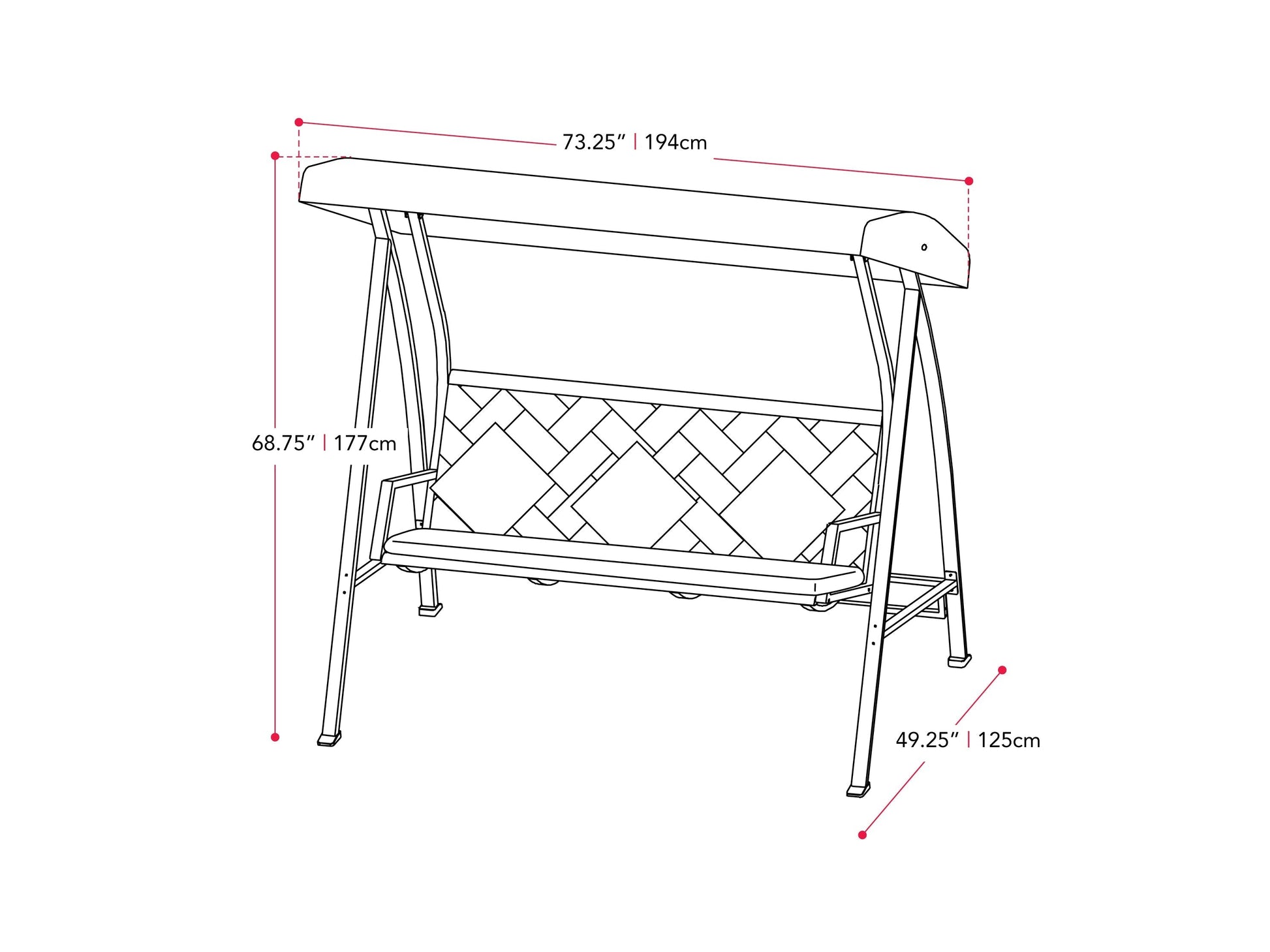 Grey patio swing with canopy, featuring a sturdy metal frame, comfortable cushioned seats, and weather-resistant fabric. Ideal for outdoor relaxation in gardens, patios, or backyards.