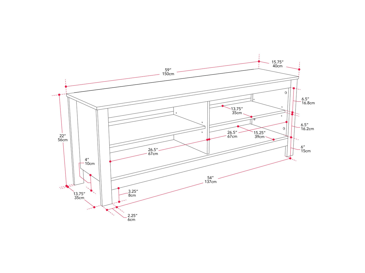 Black Media Console, TVs up to 75"