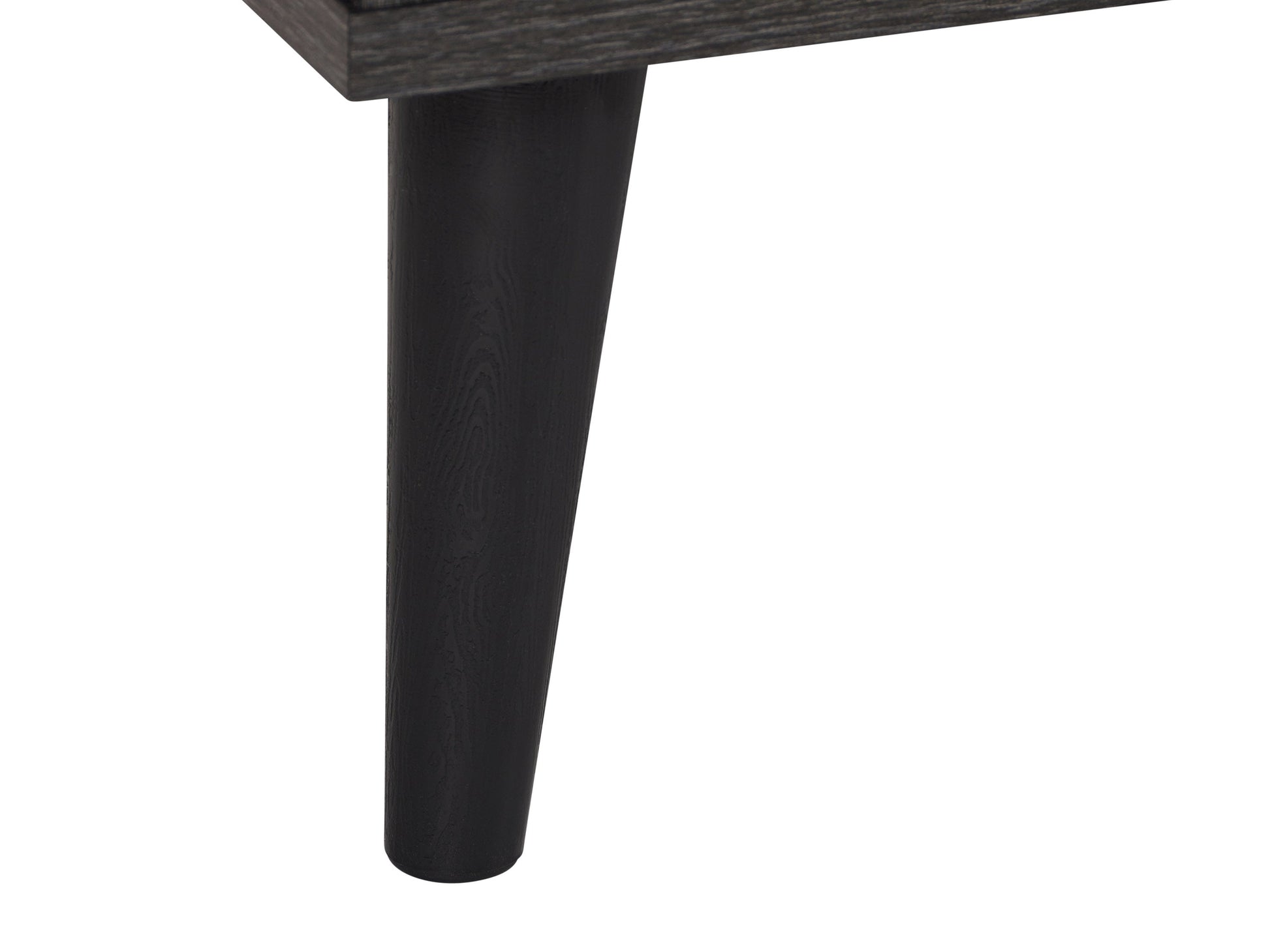 Dark grey TV bench with open and closed storage compartments, suitable for TVs up to 85 inches. Features sleek design, sturdy construction, and ample space for media devices and accessories.