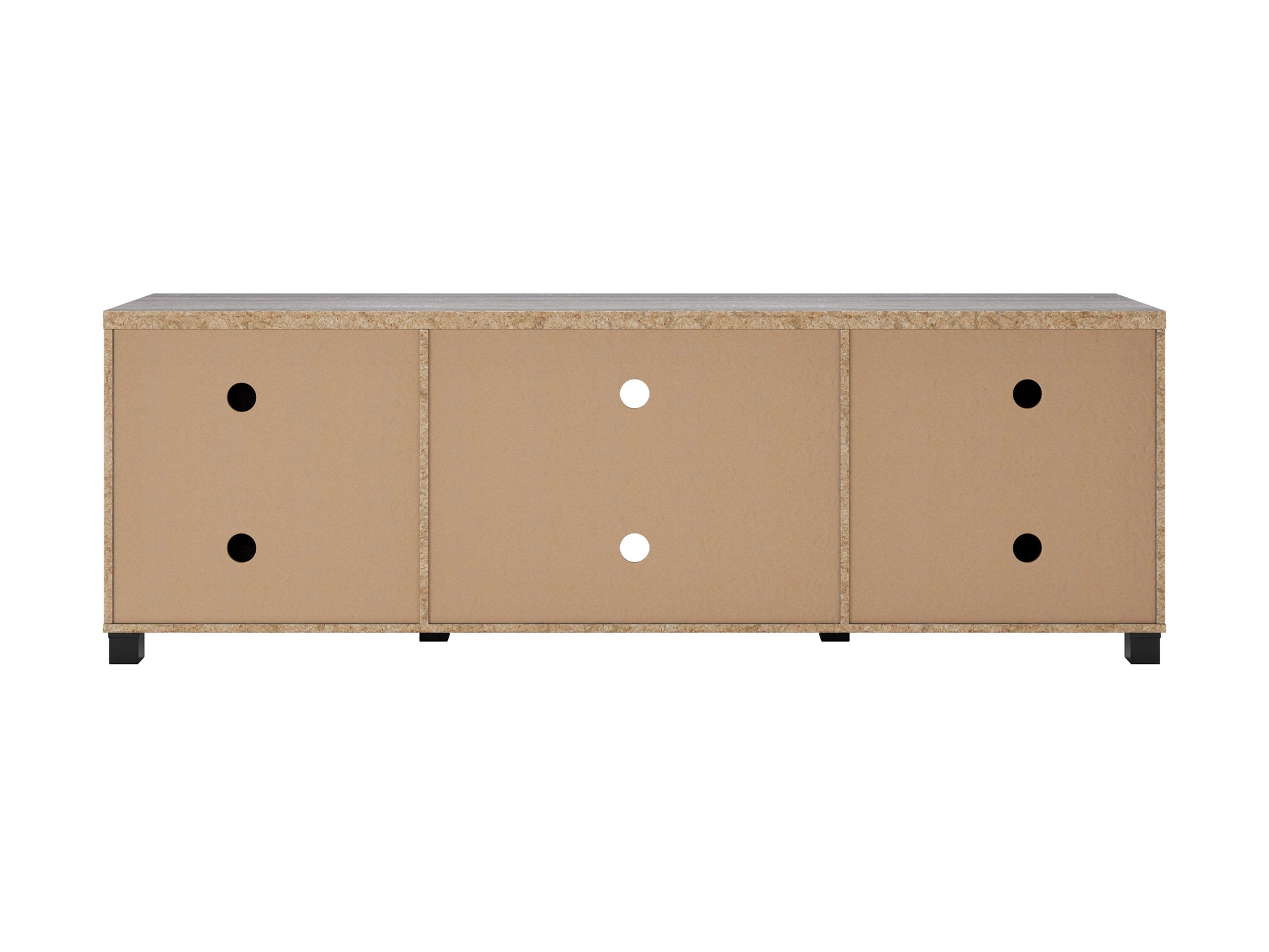 Dark grey TV stand with doors, designed for TVs up to 85 inches. Features sleek, modern design, smooth finish, and ample storage space for media devices and accessories.