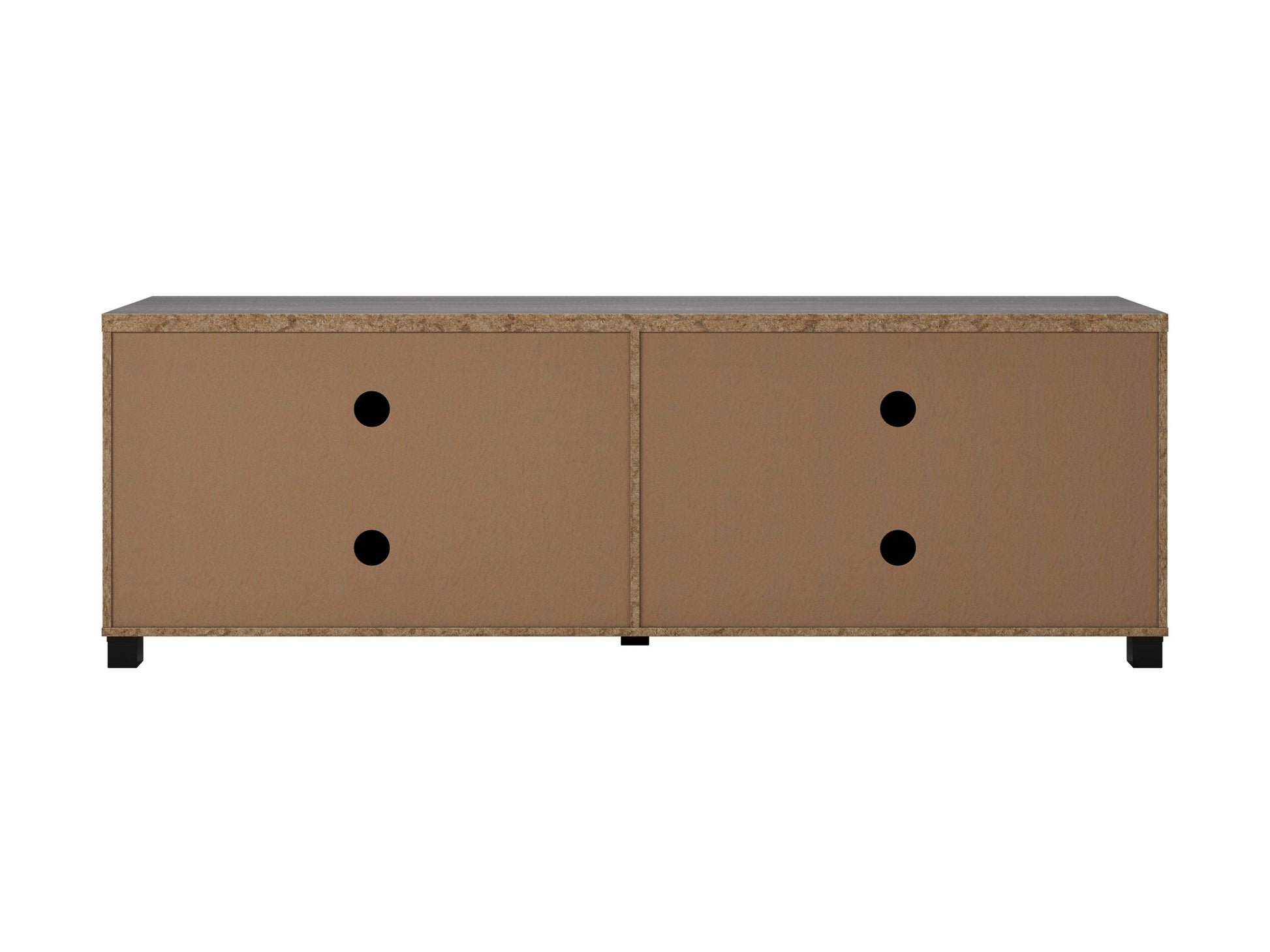 Dark grey TV stand with doors, designed for TVs up to 85 inches. Features sleek, modern design, smooth finish, and ample storage space for media devices and accessories.