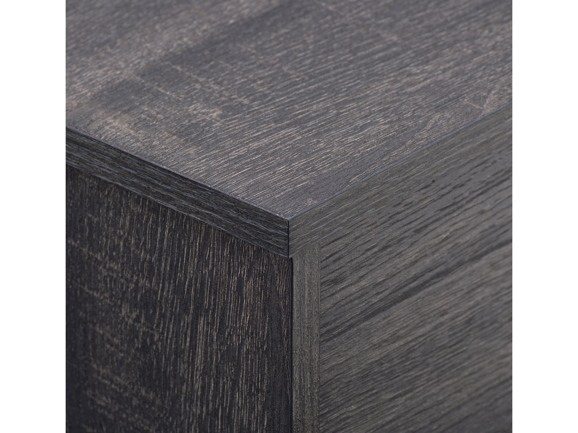 Dark grey modern TV stand for TVs up to 85 inches, featuring sleek lines, ample storage with open shelves and cabinets, made of high-quality wood and metal accents, perfect for contemporary living rooms.