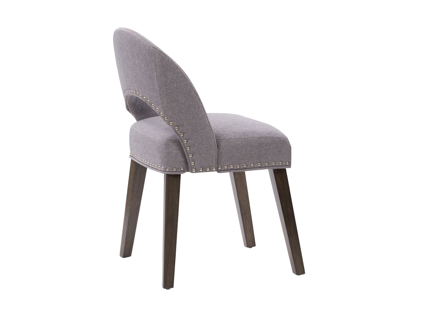 Set of 2 grey mid-century dining chairs with cushioned seats, wooden legs, and sleek design, perfect for modern dining rooms or kitchens.