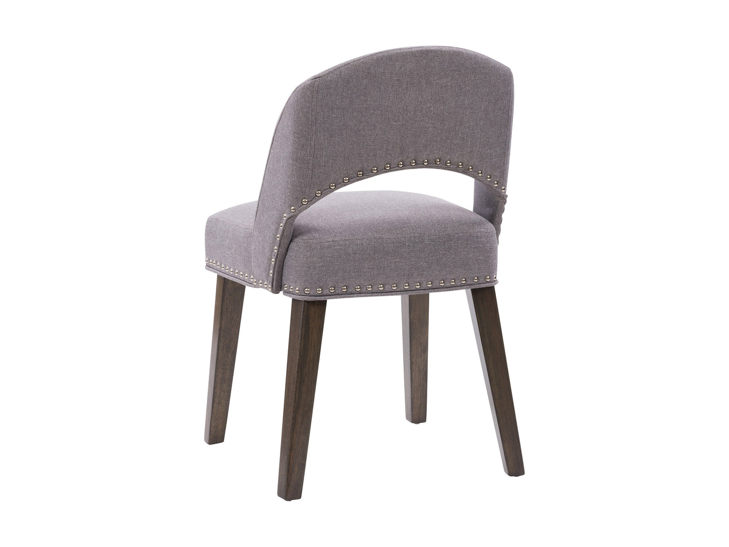 Set of 2 grey mid-century dining chairs with cushioned seats, wooden legs, and sleek design, perfect for modern dining rooms or kitchens.