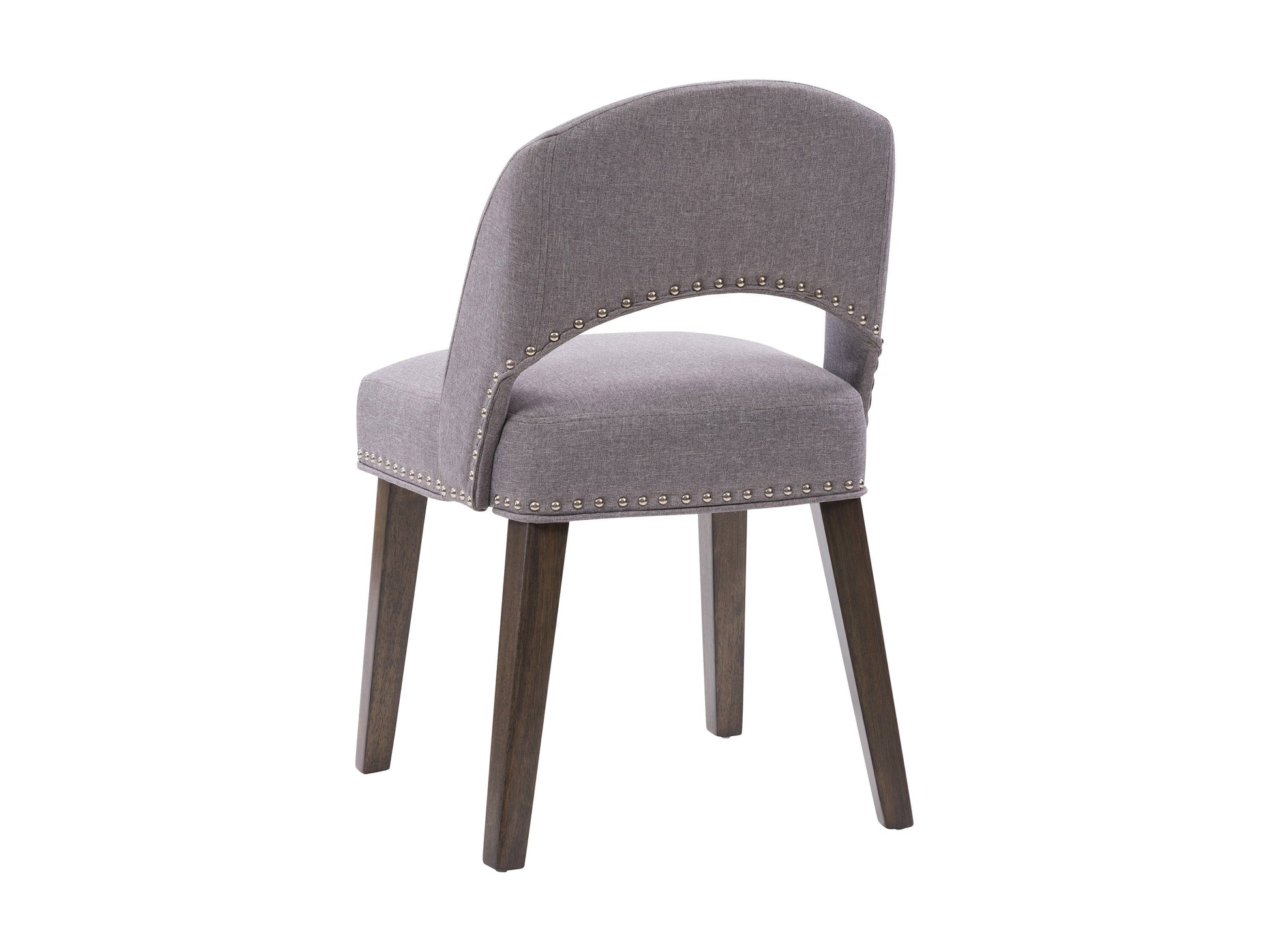 Set of 2 grey mid-century dining chairs with cushioned seats, wooden legs, and sleek design, perfect for modern dining rooms or kitchens.