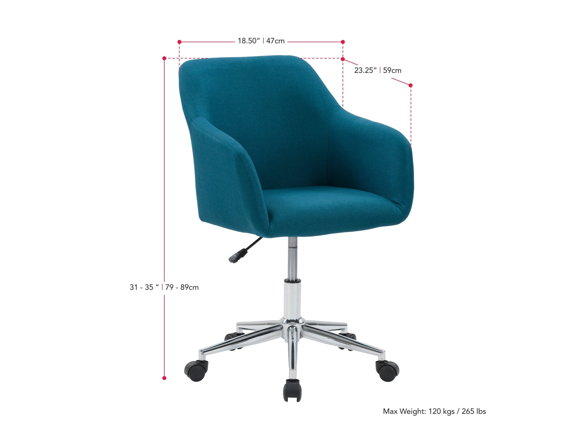 Dark blue office task chair with arms, featuring ergonomic design, breathable mesh back, adjustable height, and padded seat for comfort. Ideal for home or office use.