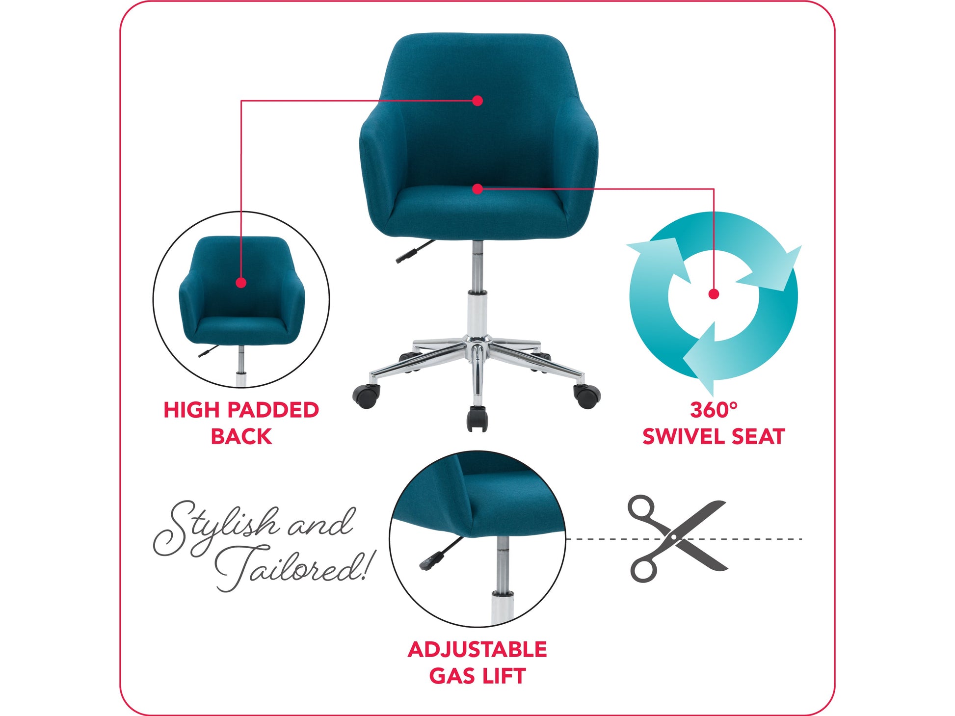 Dark blue office task chair with arms, featuring ergonomic design, breathable mesh back, adjustable height, and padded seat for comfort. Ideal for home or office use.