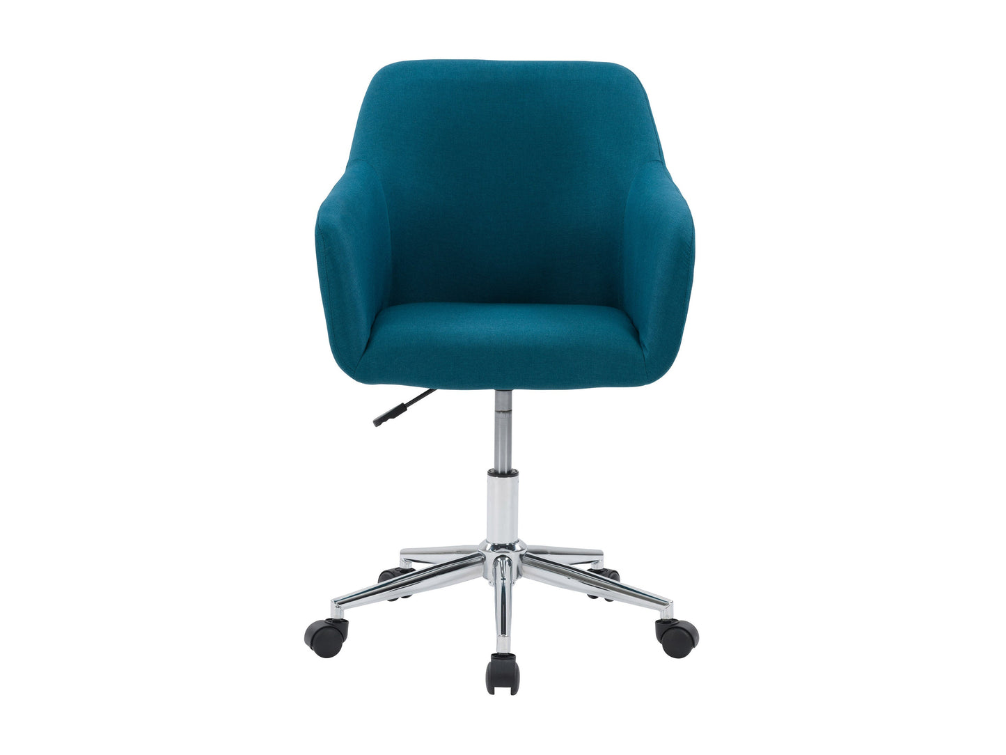 Dark blue office task chair with arms, featuring ergonomic design, breathable mesh back, adjustable height, and padded seat for comfort. Ideal for home or office use.