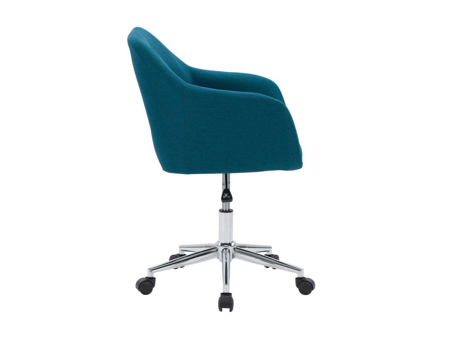 Dark blue office task chair with arms, featuring ergonomic design, breathable mesh back, adjustable height, and padded seat for comfort. Ideal for home or office use.