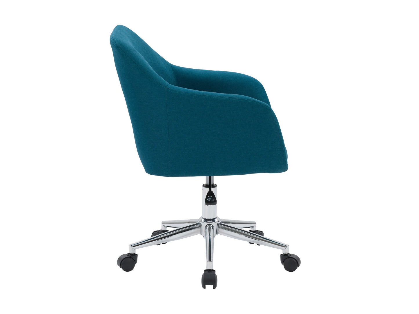 Dark blue office task chair with arms, featuring ergonomic design, breathable mesh back, adjustable height, and padded seat for comfort. Ideal for home or office use.
