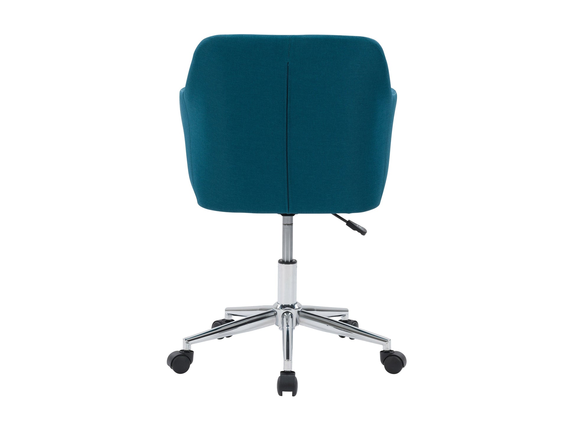 Dark blue office task chair with arms, featuring ergonomic design, breathable mesh back, adjustable height, and padded seat for comfort. Ideal for home or office use.