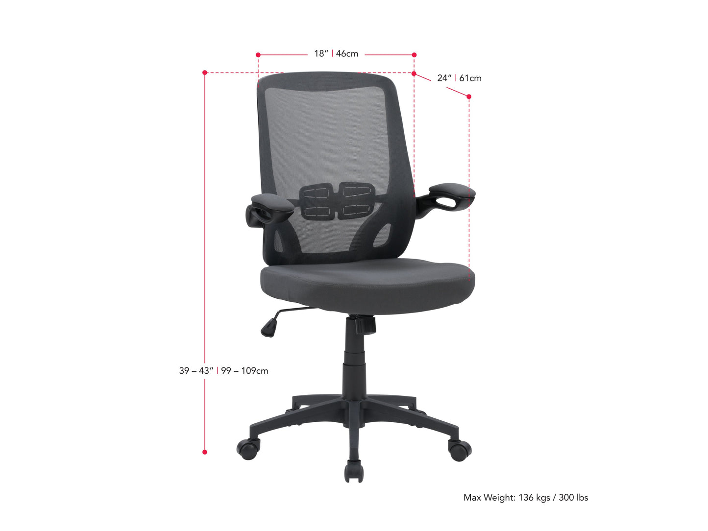 Grey mesh office chair with ergonomic design, adjustable armrests, lumbar support, and swivel base. Ideal for home or office use, providing comfort and breathability for long hours of work.