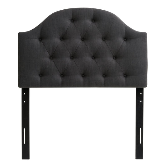 Dark grey diamond tufted headboard for twin/single bed, featuring plush upholstery, elegant button detailing, and a sturdy build, perfect for adding a touch of sophistication to any bedroom decor.