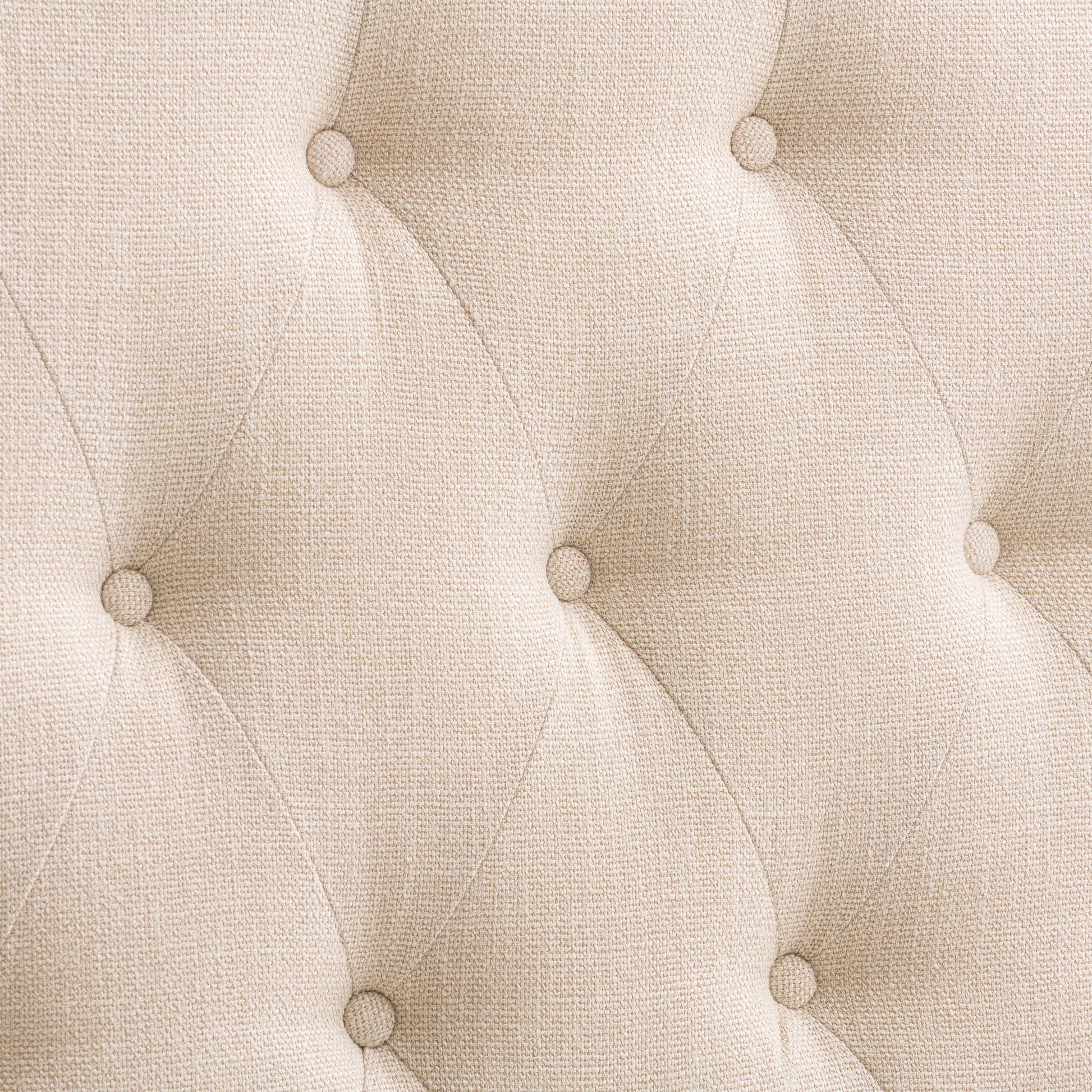Diamond tufted twin headboard in beige fabric with elegant button details and plush padding, featuring a classic design and sturdy construction for a luxurious bedroom upgrade.
