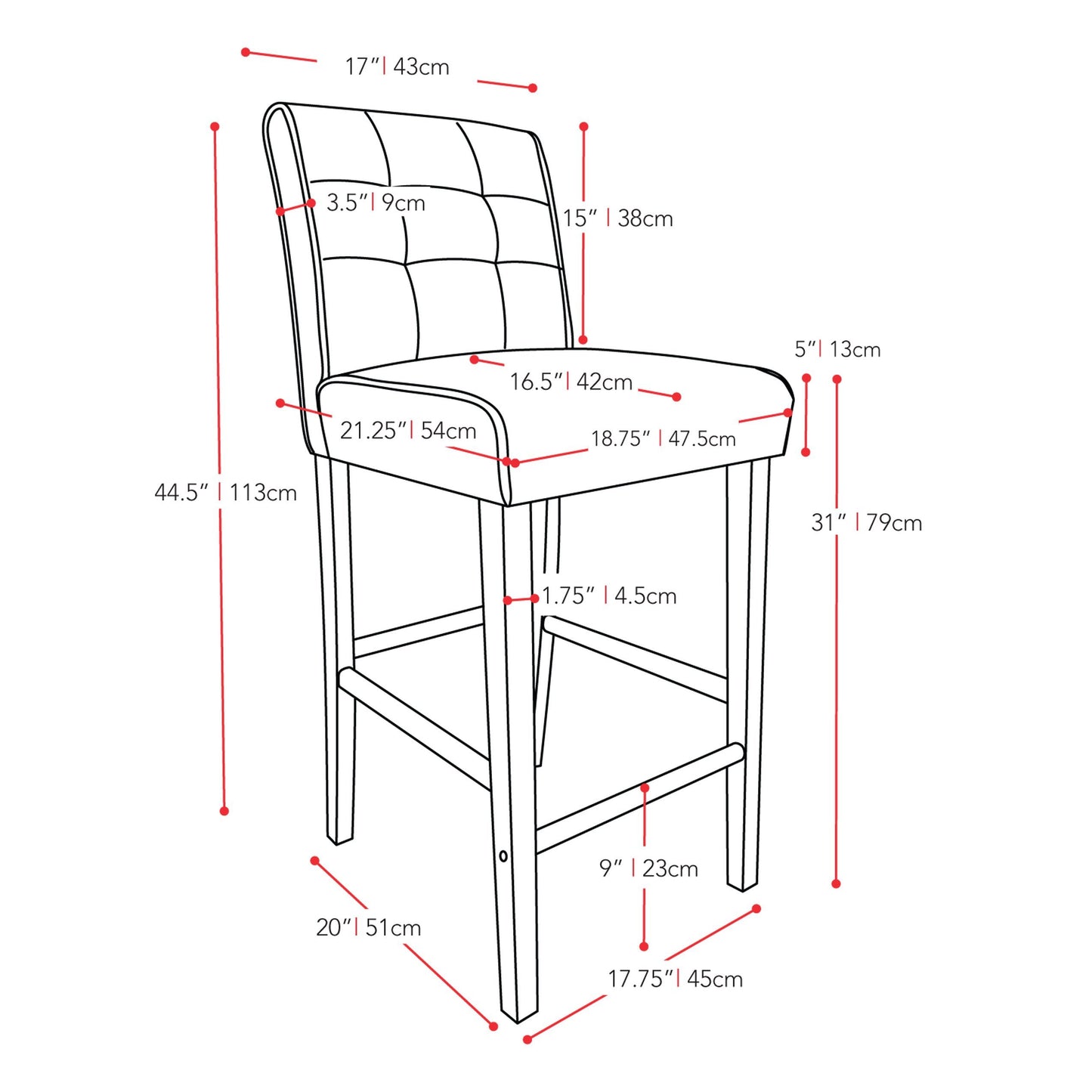 Brown wooden bar stool with a cushioned brown leather seat, sleek black metal legs, and a footrest. Ideal for bar height counters, blending rustic and modern design for kitchen or bar areas.
