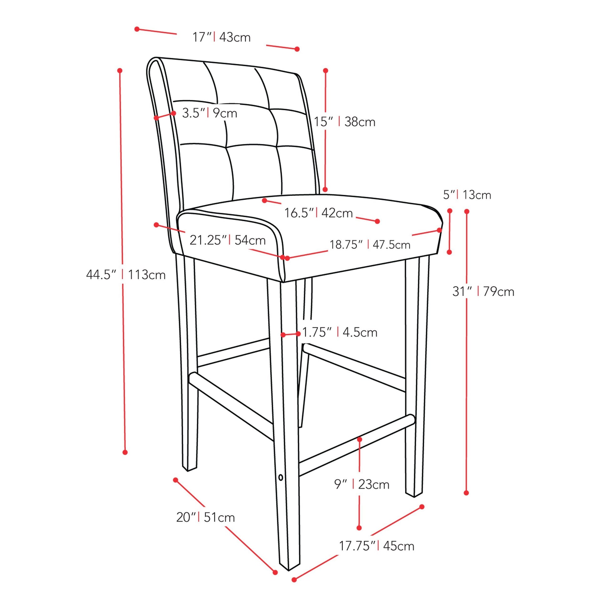Brown wooden bar stool with a cushioned brown leather seat, sleek black metal legs, and a footrest. Ideal for bar height counters, blending rustic and modern design for kitchen or bar areas.