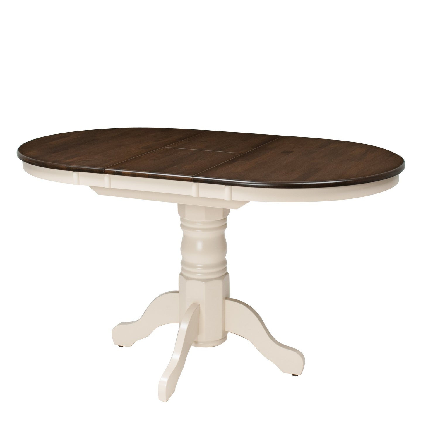 dark brown and cream Oval Pedestal Extendable Dining Table Dillon Collection product image by CorLiving#color_dillon-dark-brown-and-cream