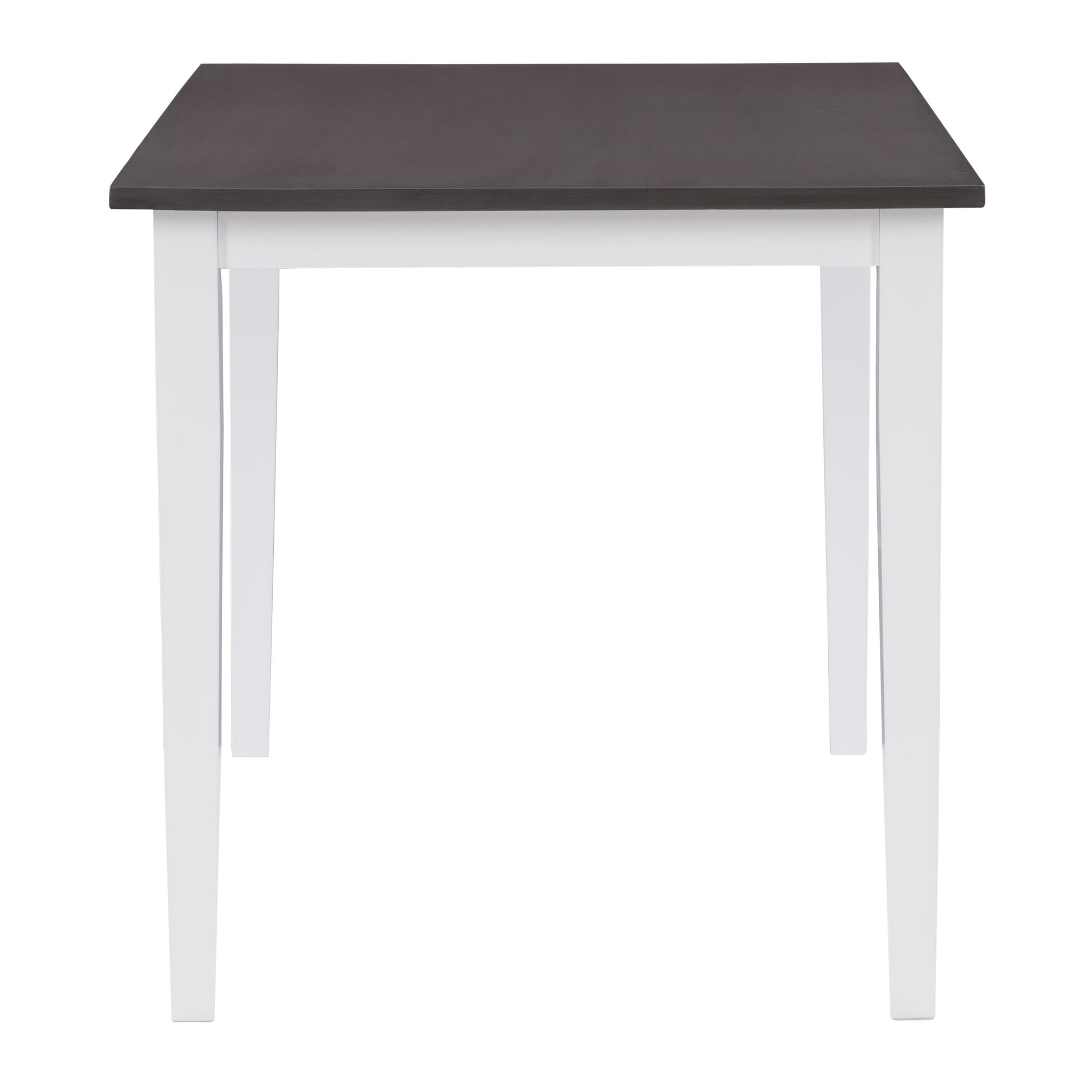 Grey and white dining table with a sleek rectangular surface, sturdy wooden legs, and a minimalist modern design perfect for contemporary dining rooms.