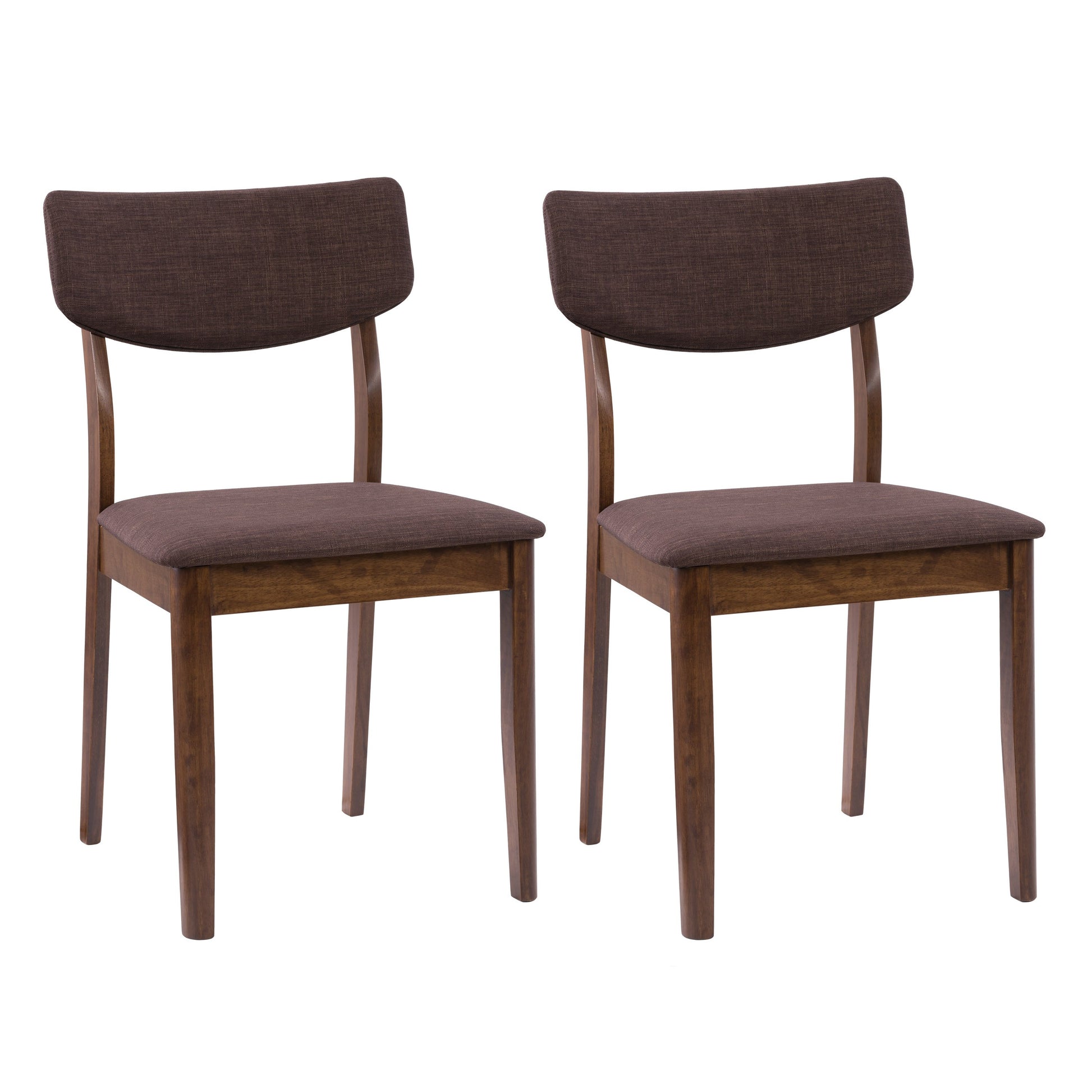 Walnut dining chairs set of 2 with cushioned seats, sleek wooden frames, and mid-century modern design. Perfect for contemporary dining rooms and kitchens.