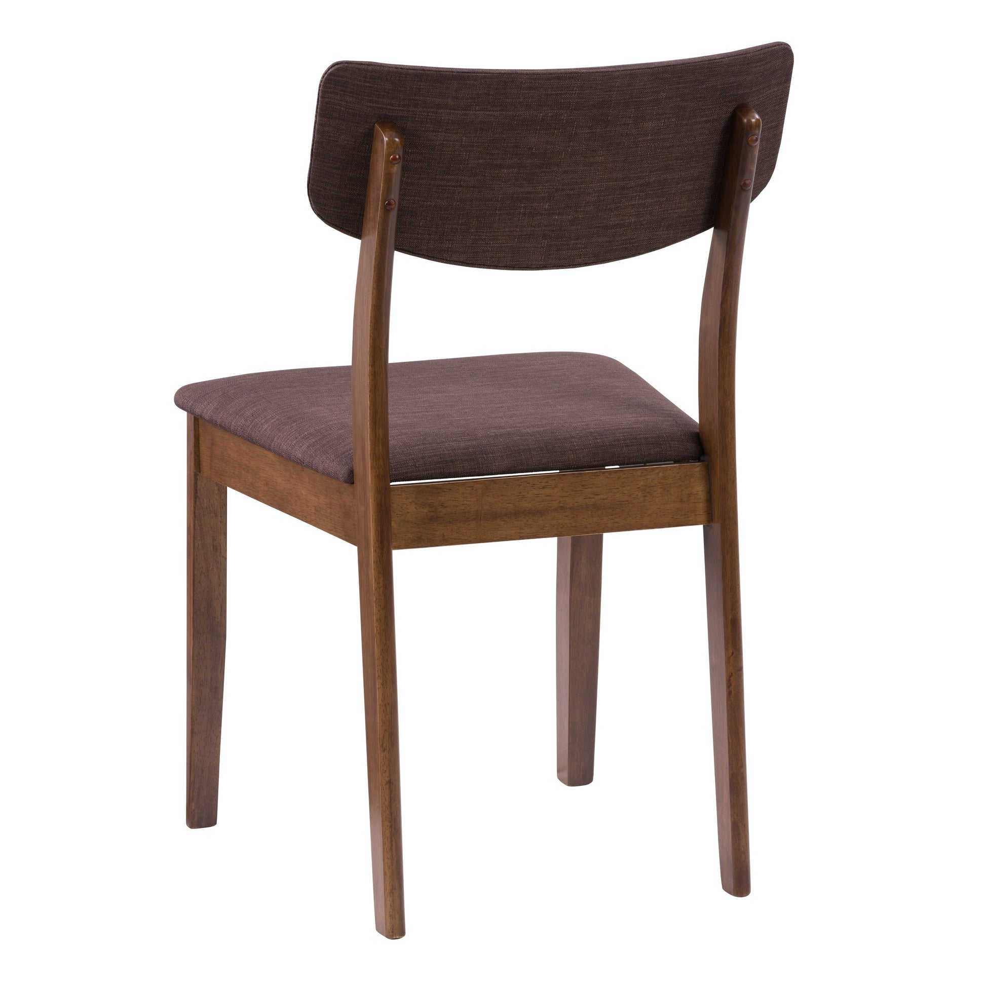 Set of 2 walnut dining chairs with cushioned seats and backrests. The chairs feature sleek wooden frames with a rich walnut finish, offering a modern design perfect for contemporary dining spaces.