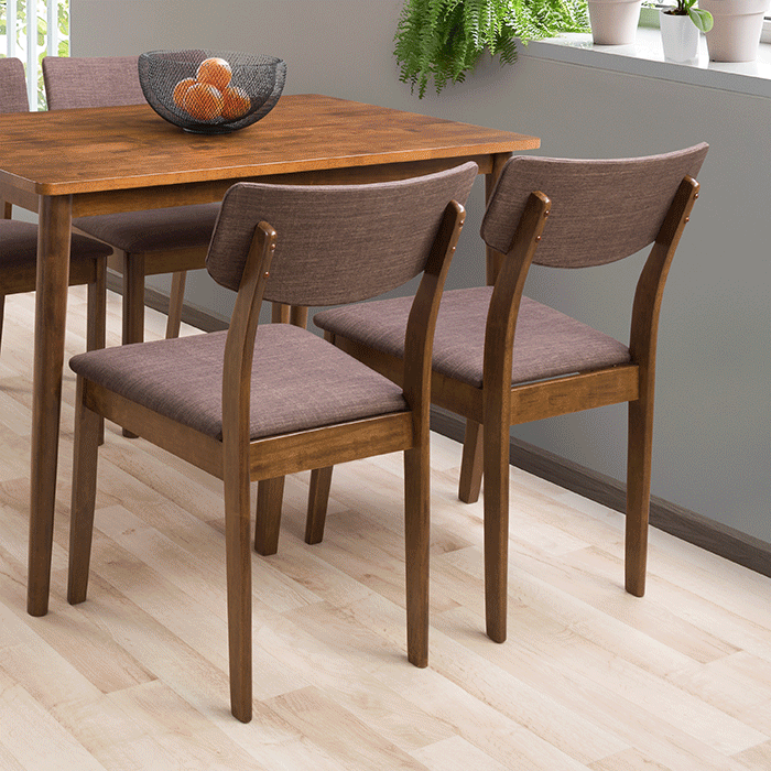Walnut dining chairs set of 2 with cushioned seats, sleek wooden frames, and curved backrests, perfect for modern dining rooms. Elegant walnut finish, durable construction, and comfortable seating.