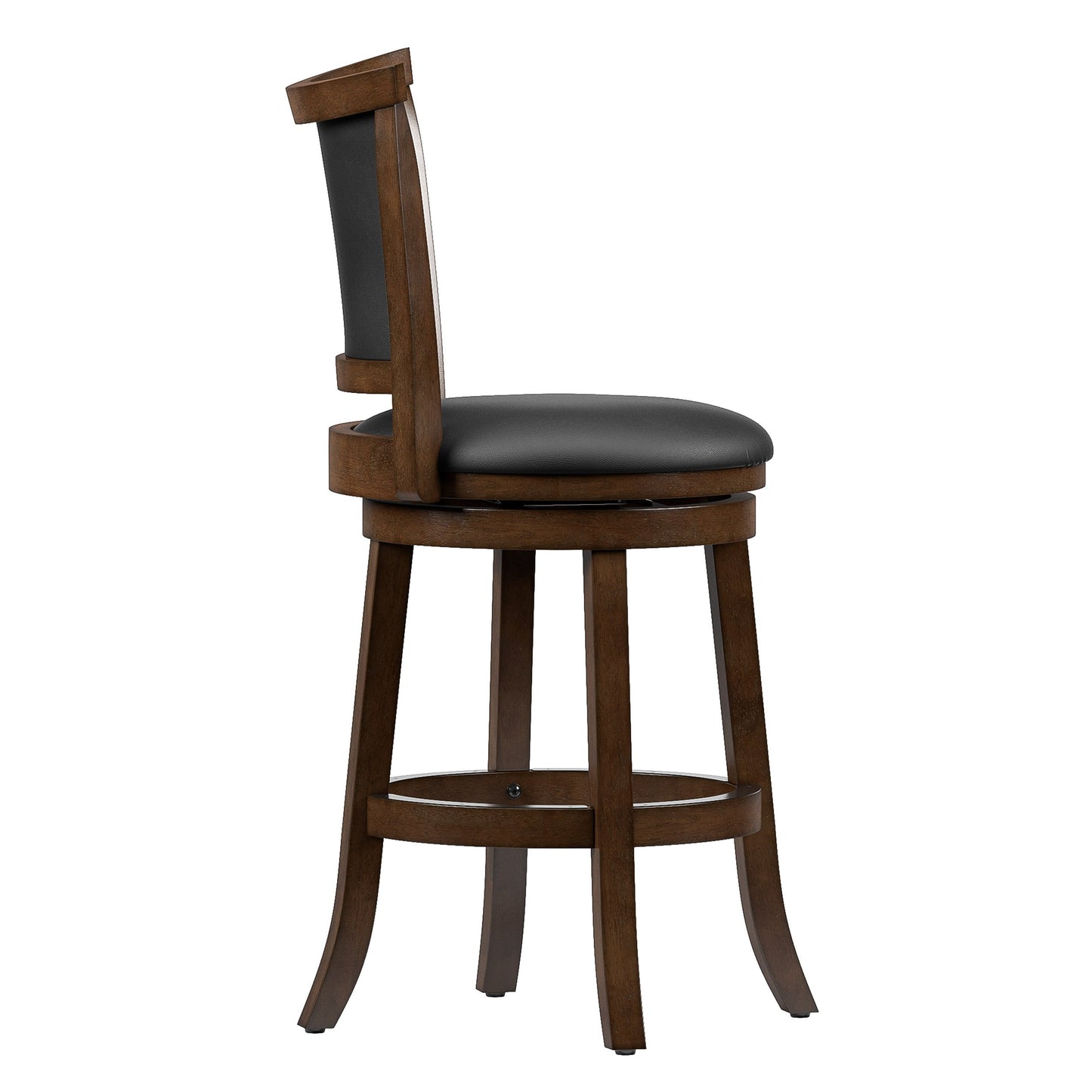 Black and brown counter height bar stools set of 2 with cushioned seats, metal frames, and footrests. Ideal for modern kitchens and home bars.