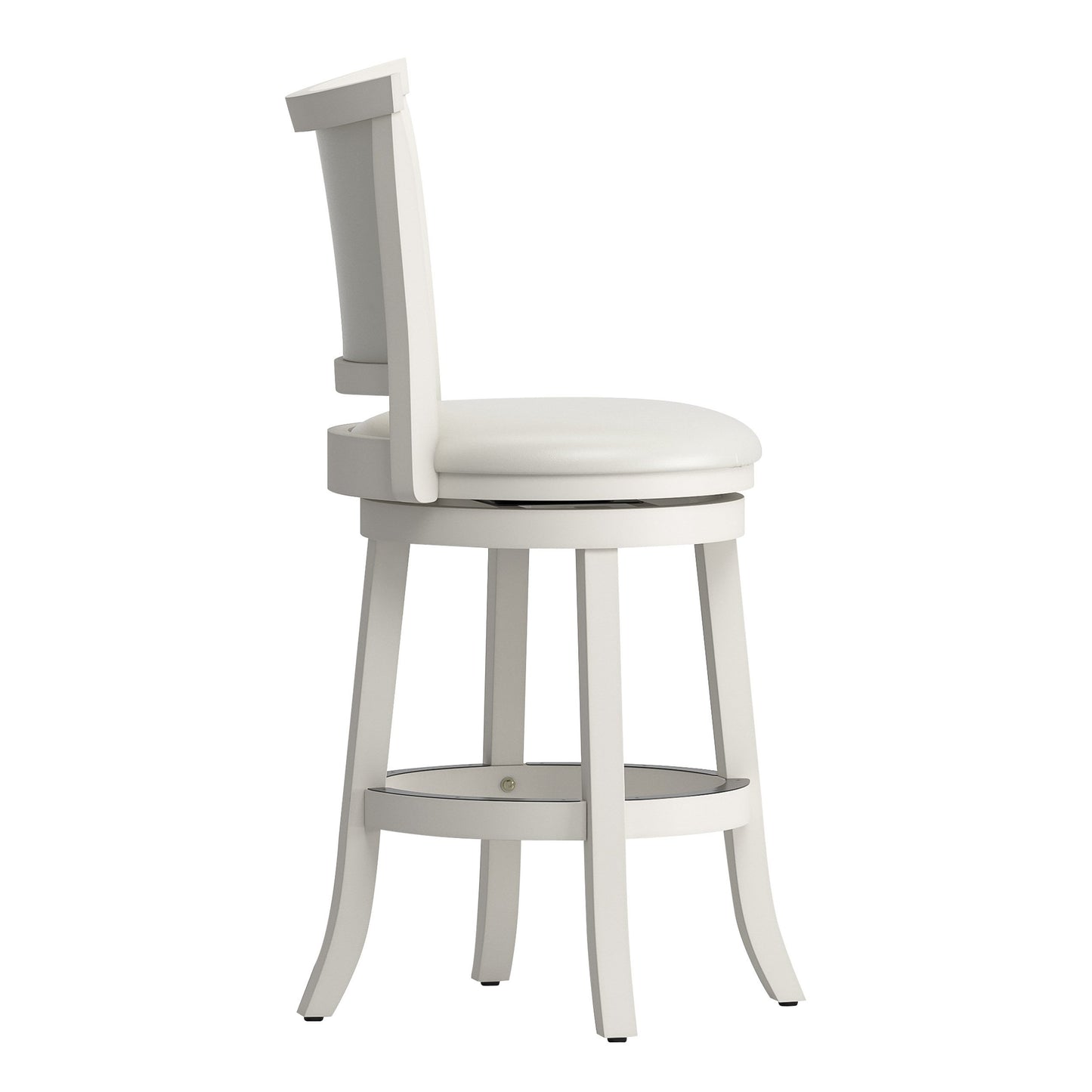 Set of 2 counter height bar stools with padded seats, featuring a sleek black metal frame and walnut wood finish, ideal for modern kitchens or home bars.