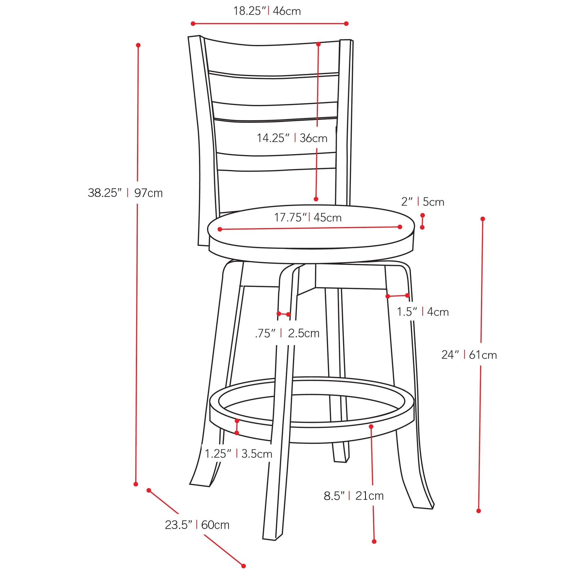 Dark wood bar stool with black metal frame, featuring a curved backrest and footrest, counter height, modern industrial design, perfect for kitchen islands or home bars.