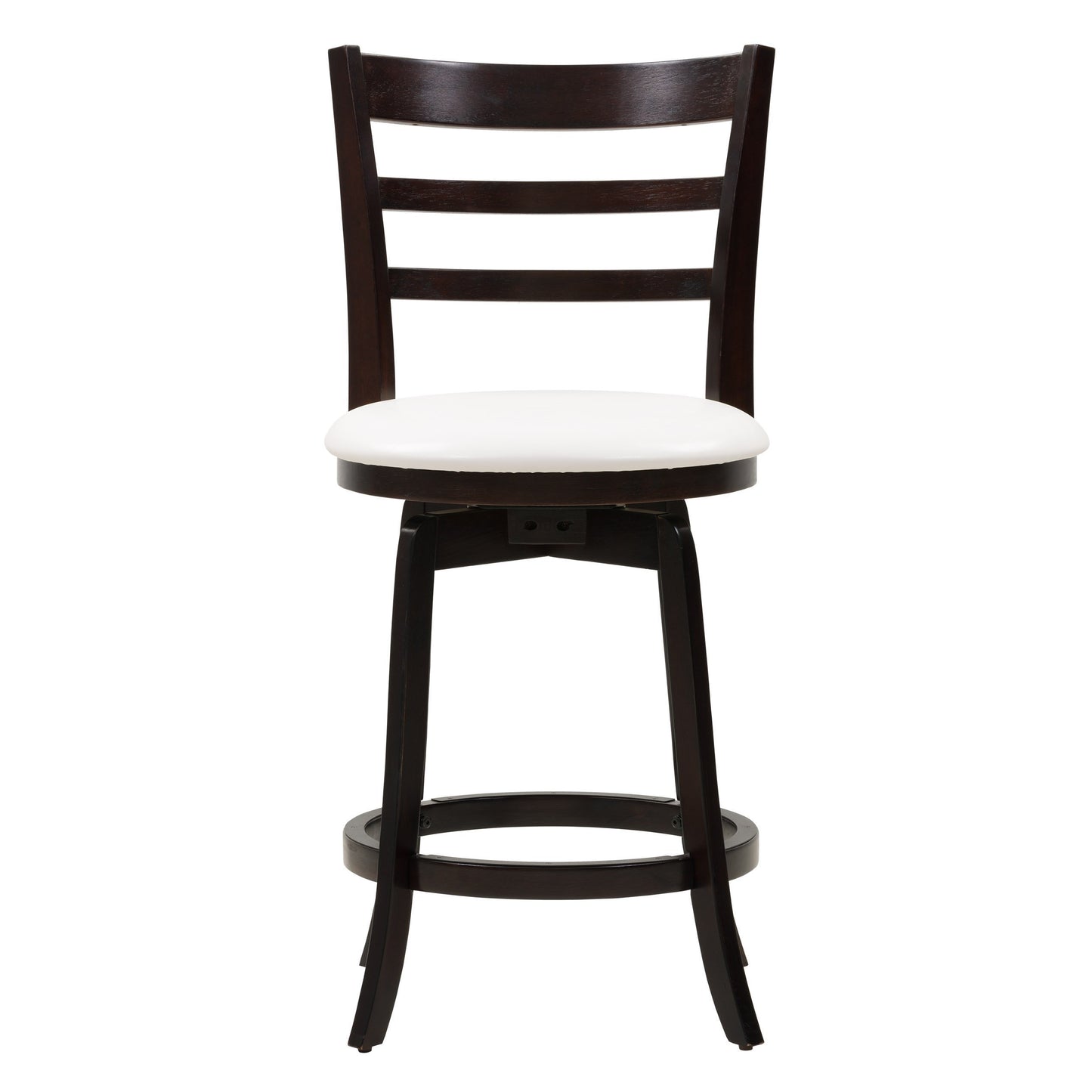 Wood bar stool with a natural oak finish, featuring a curved backrest and slender black metal legs, perfect for counter height seating in modern kitchens or bars.