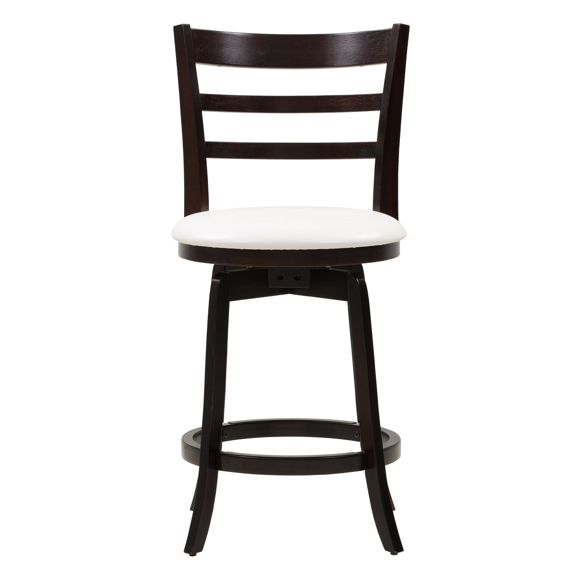 Wood bar stool with a natural oak finish, featuring a curved backrest and slender black metal legs, perfect for counter height seating in modern kitchens or bars.