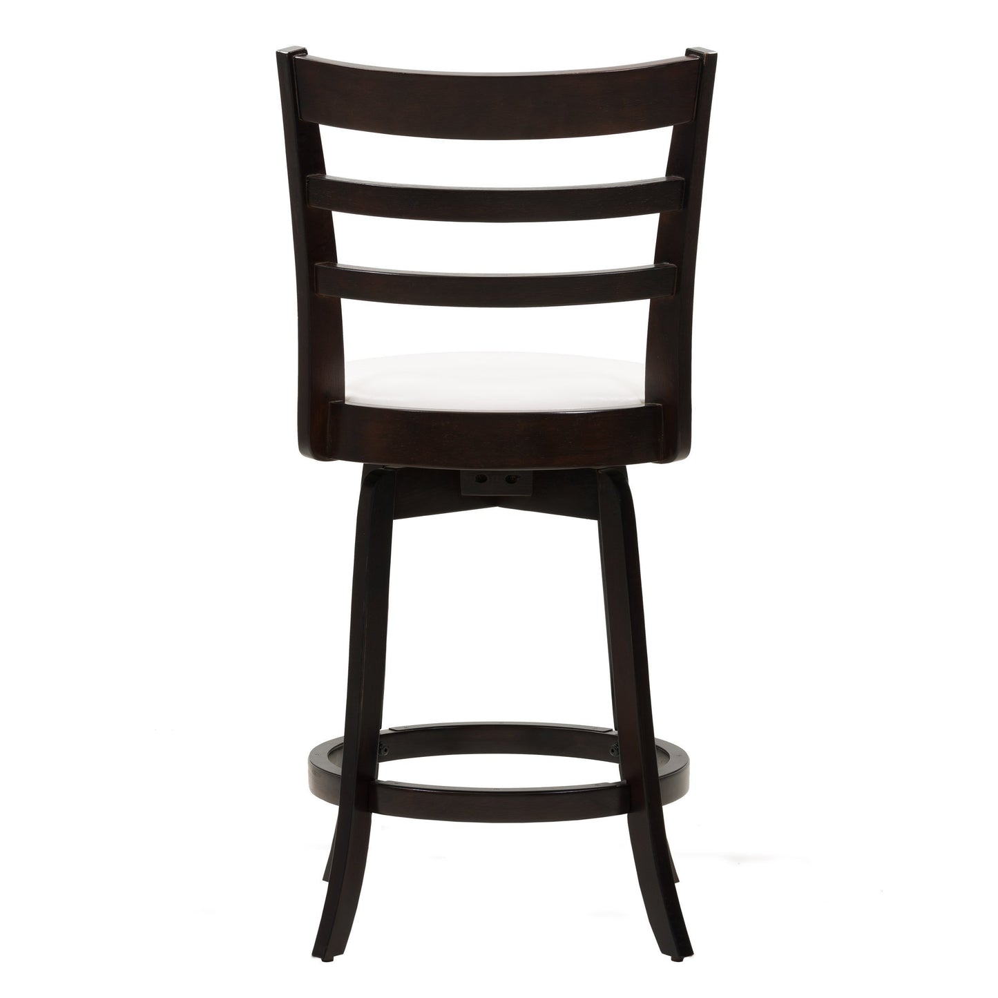 Wooden bar stool with a natural oak finish, featuring a curved backrest and a cushioned beige seat, designed for counter height use. Ideal for modern kitchens or home bars, blending comfort and style.