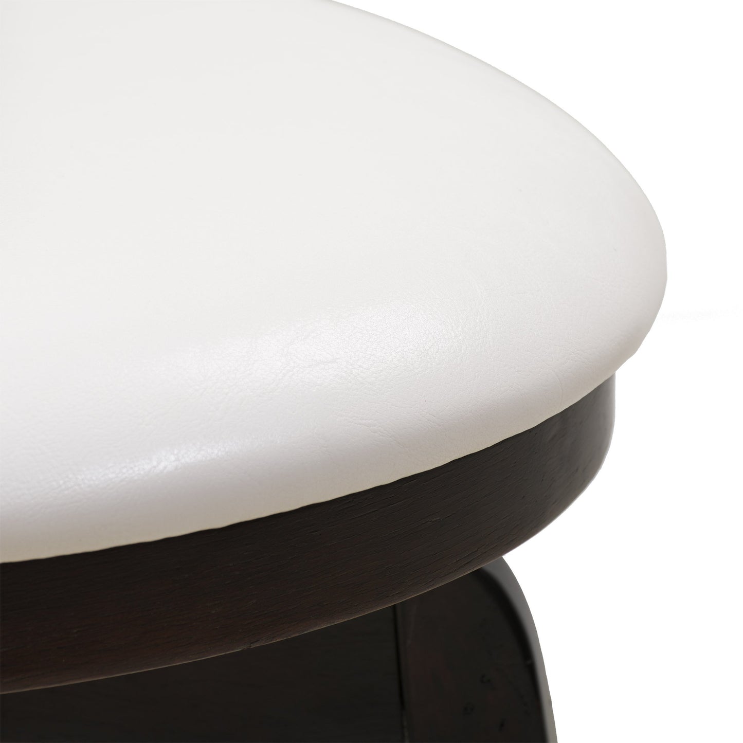 Natural wood bar stool with a sleek design, featuring a bar height, curved seat, and sturdy legs. The stool's light wood finish and smooth texture make it a stylish addition to any modern kitchen or bar area.